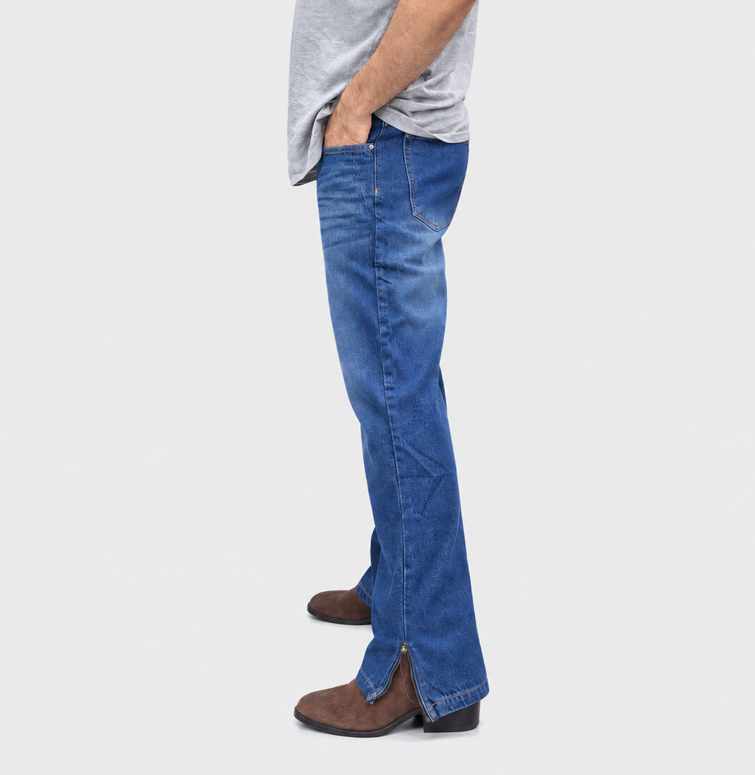 Midnight Zip-Hem Denim Jean