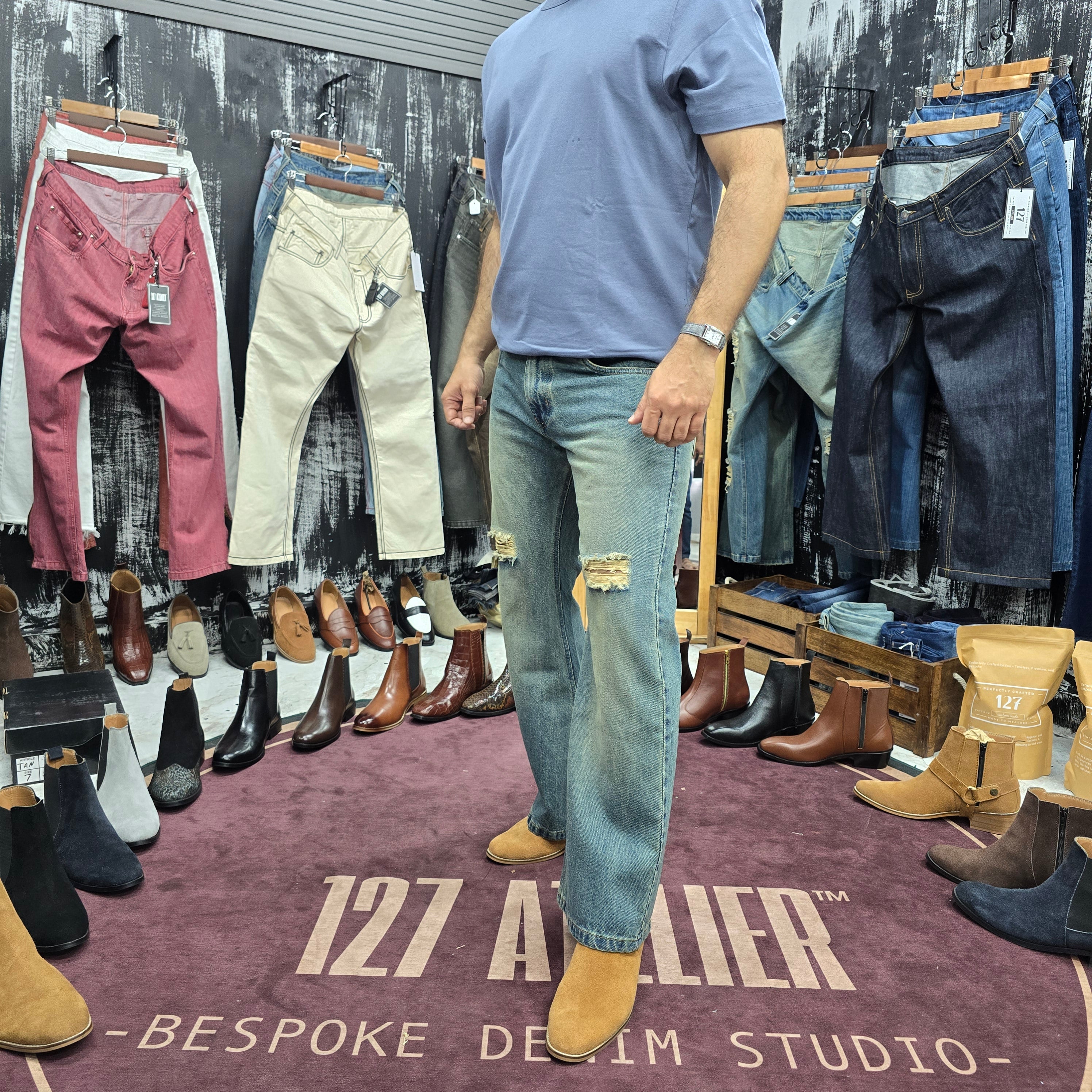 Rogue Distressed Bootcut Jeans Vintage Blue Wash