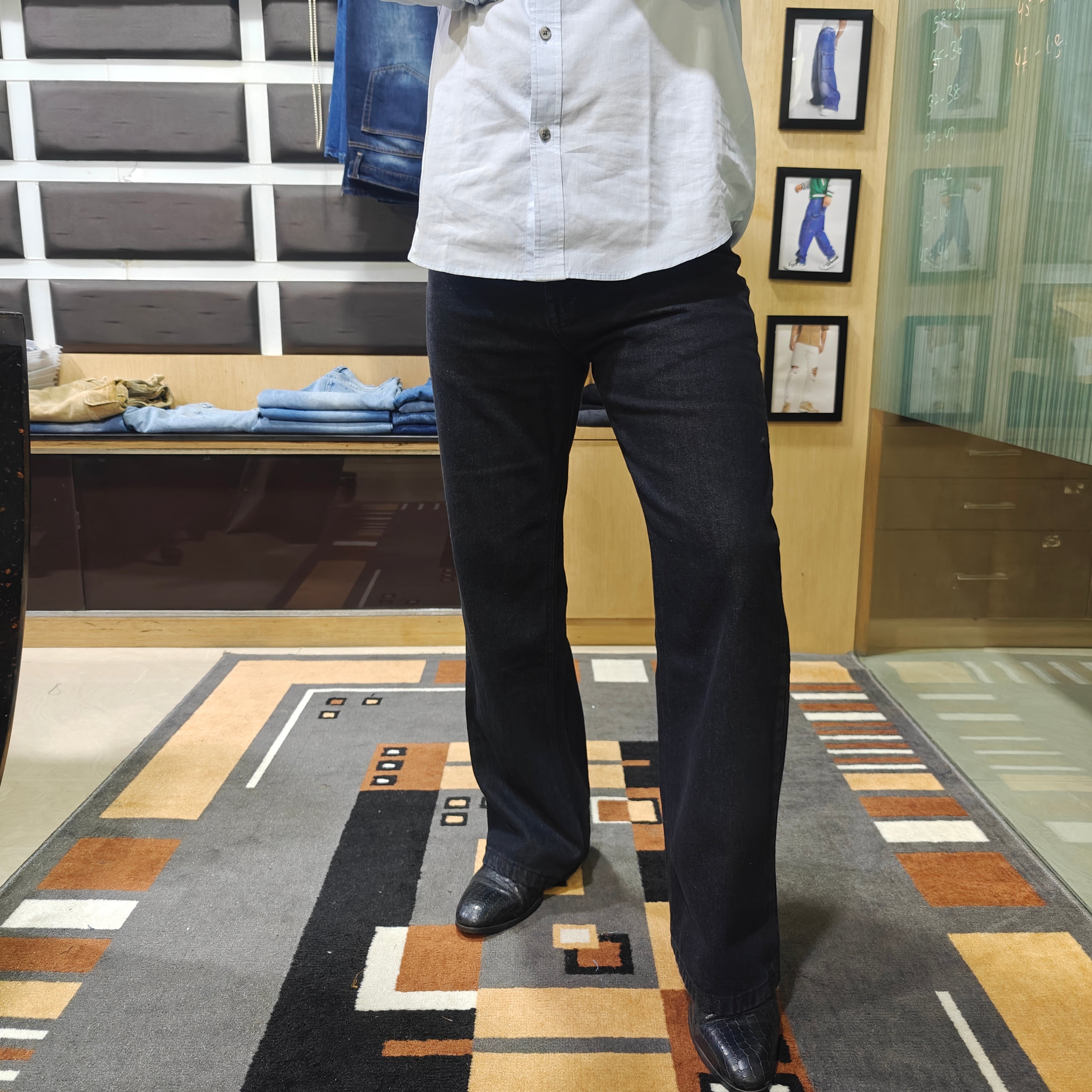 Midnight Raw Wide-Leg Jeans