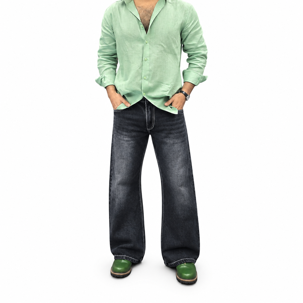 Black Burnt Cloud Bootcut Jeans