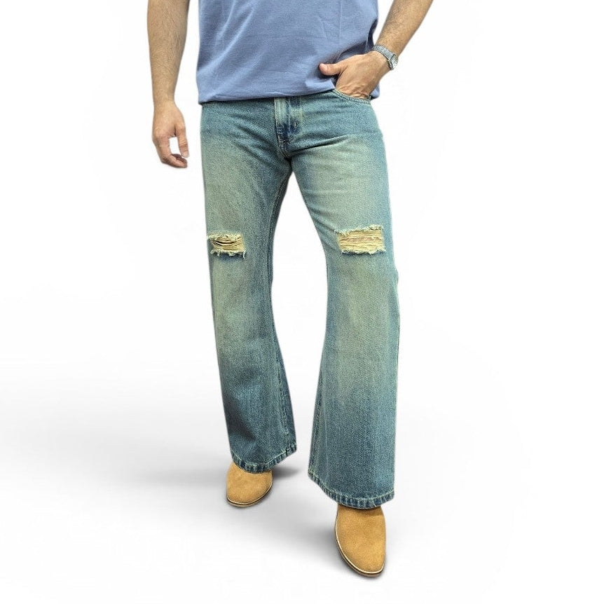 Rogue Distressed Bootcut Jeans Vintage Blue Wash