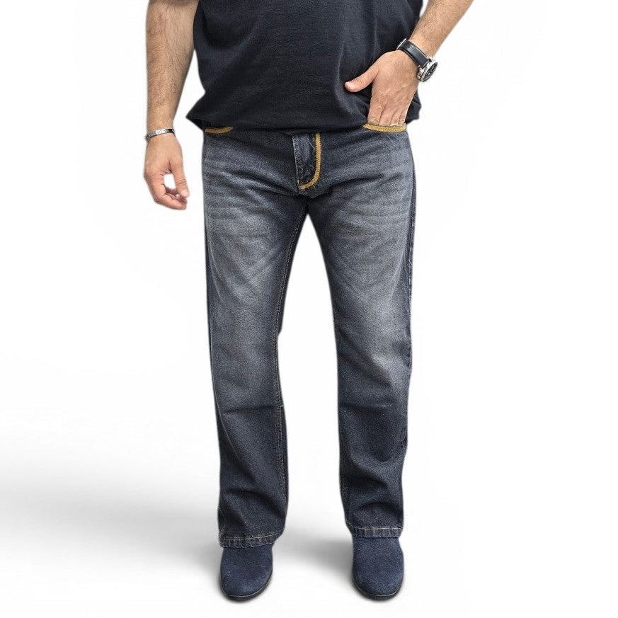 Carbon Black Whiskers Multifunctional Bottom Zip Jeans