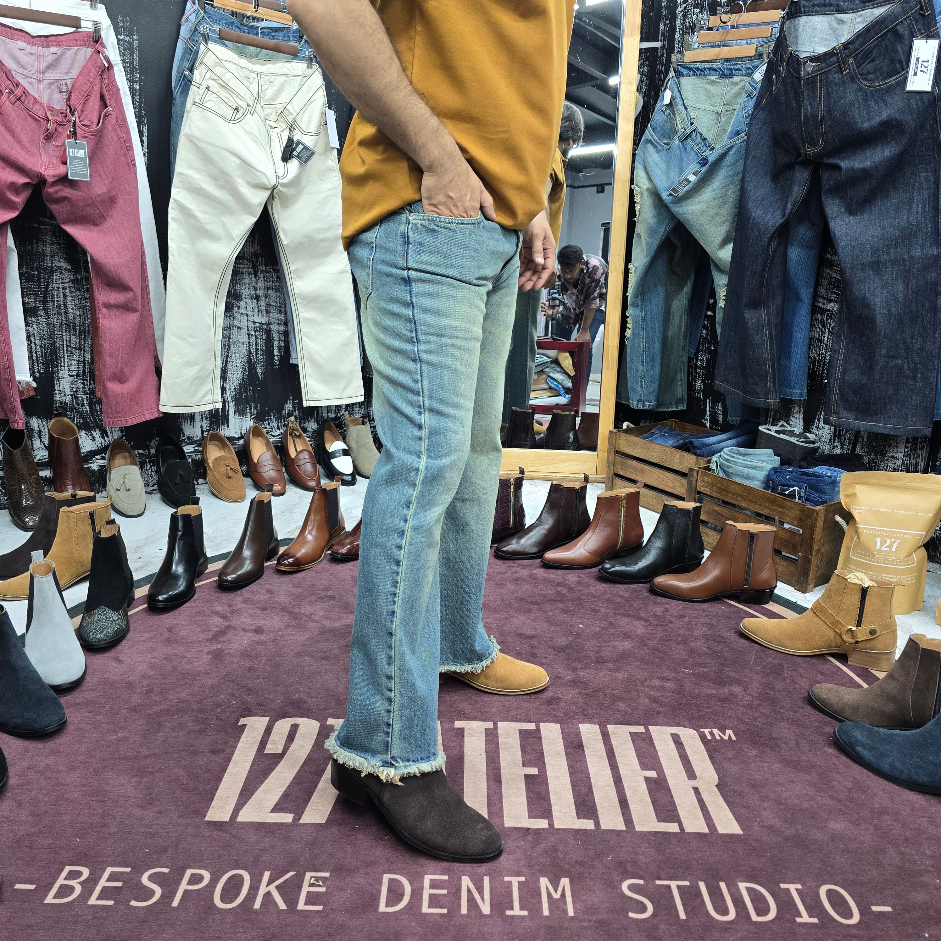 Vintage Fade Frayed Bootcut Jeans