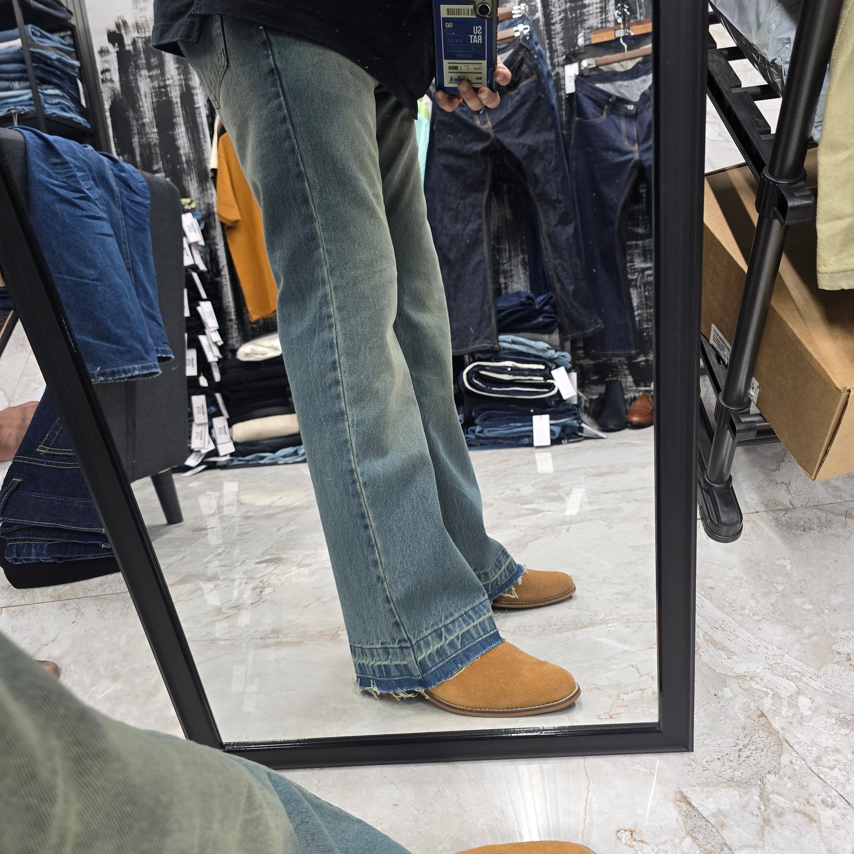 Camel brown Suede Leather Cuban