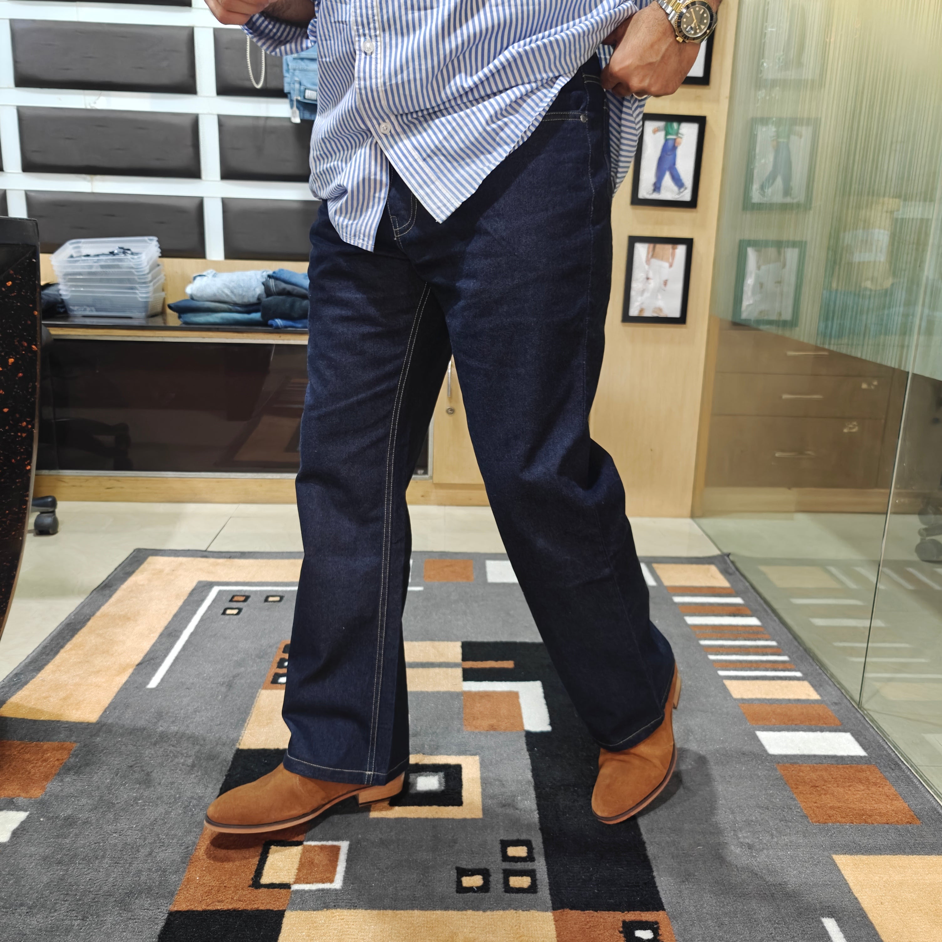Raw Indigo Semi Bootcut Jeans