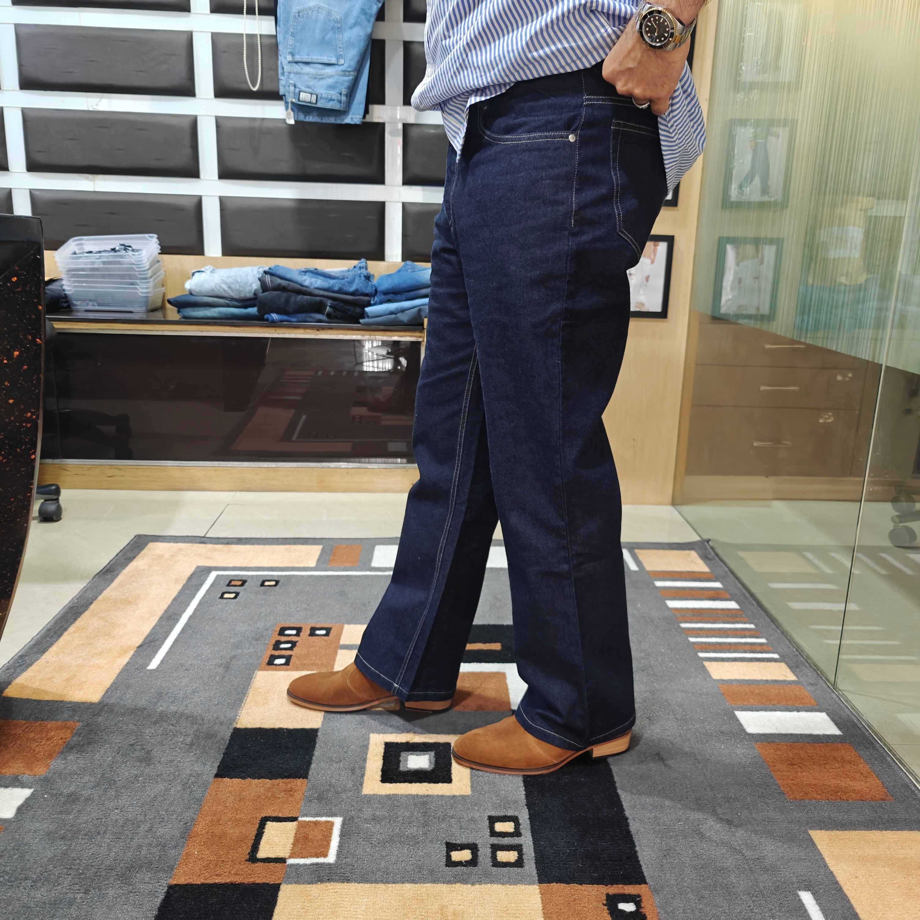 Raw Indigo Semi Bootcut Jeans