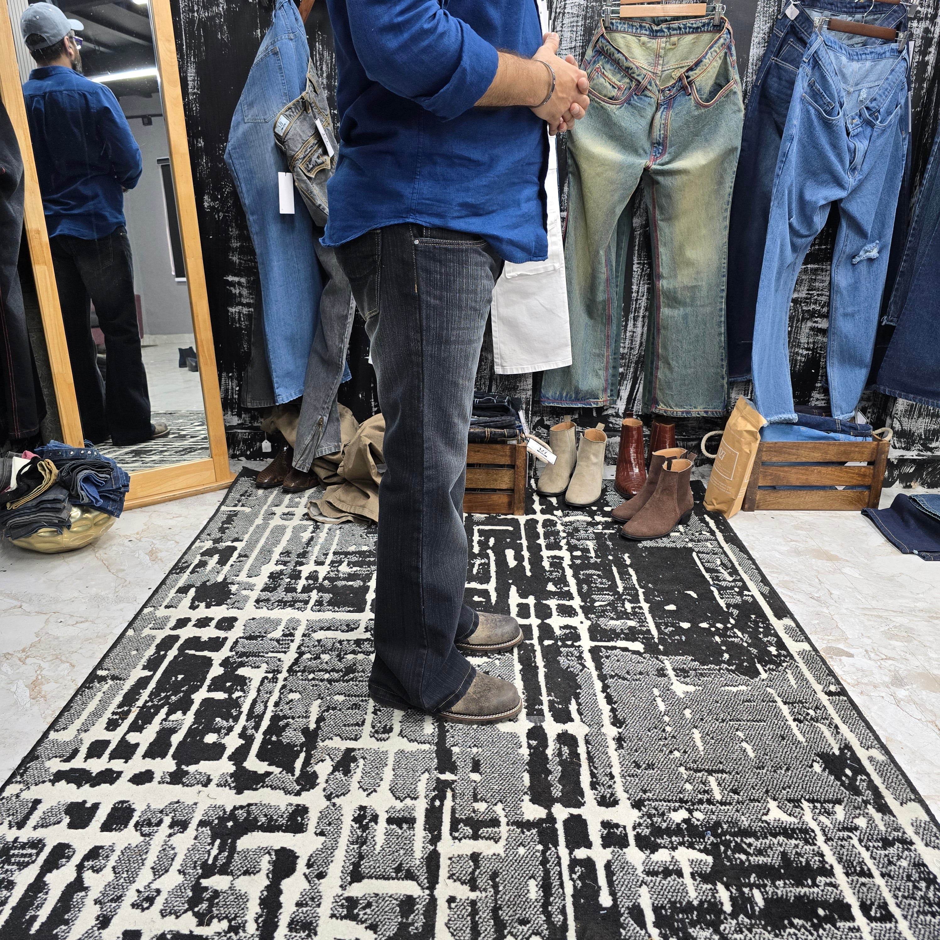 Shadow Fade Slub Denim Bootcut Jeans