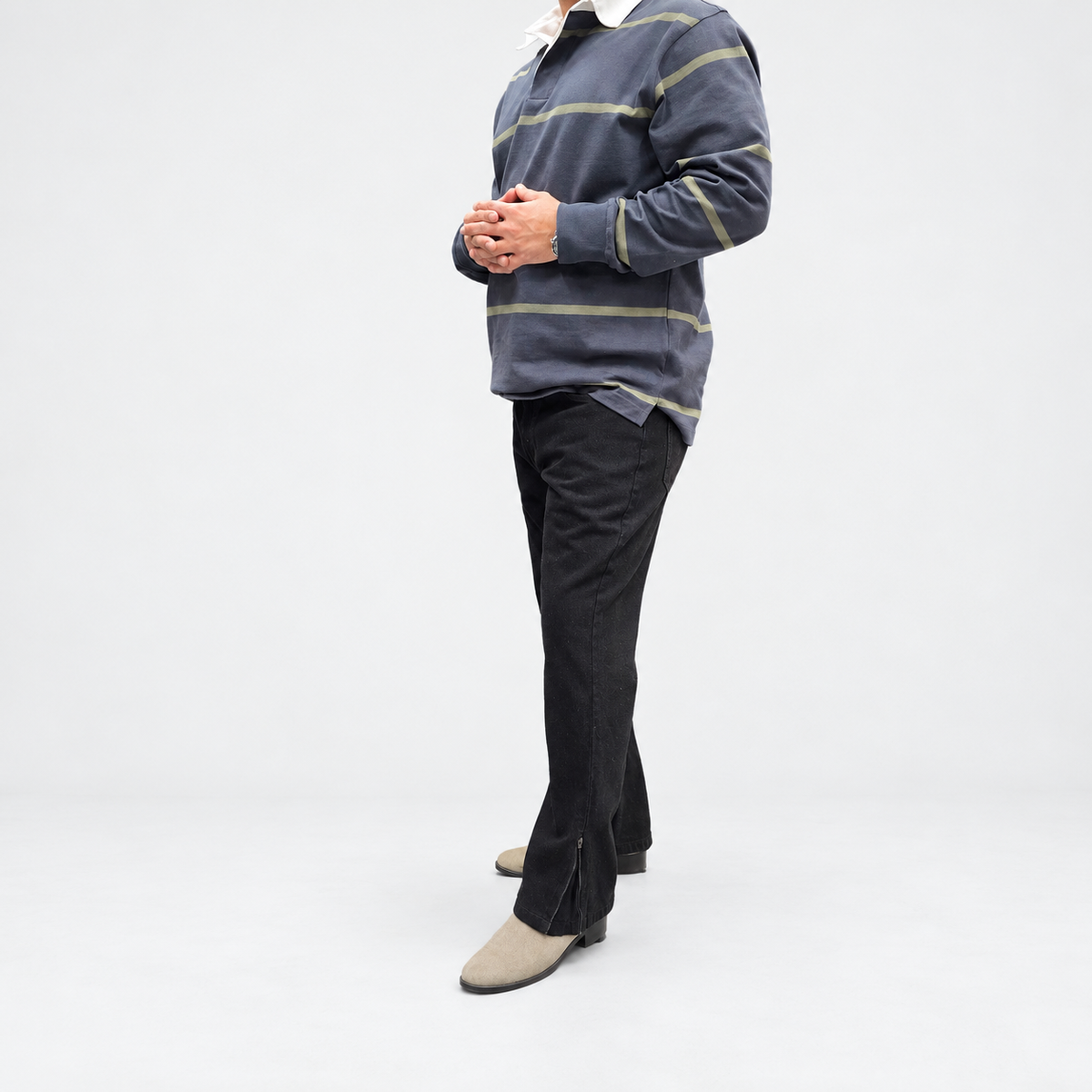 Jet Black Multifunctional Bottom Zip Jeans