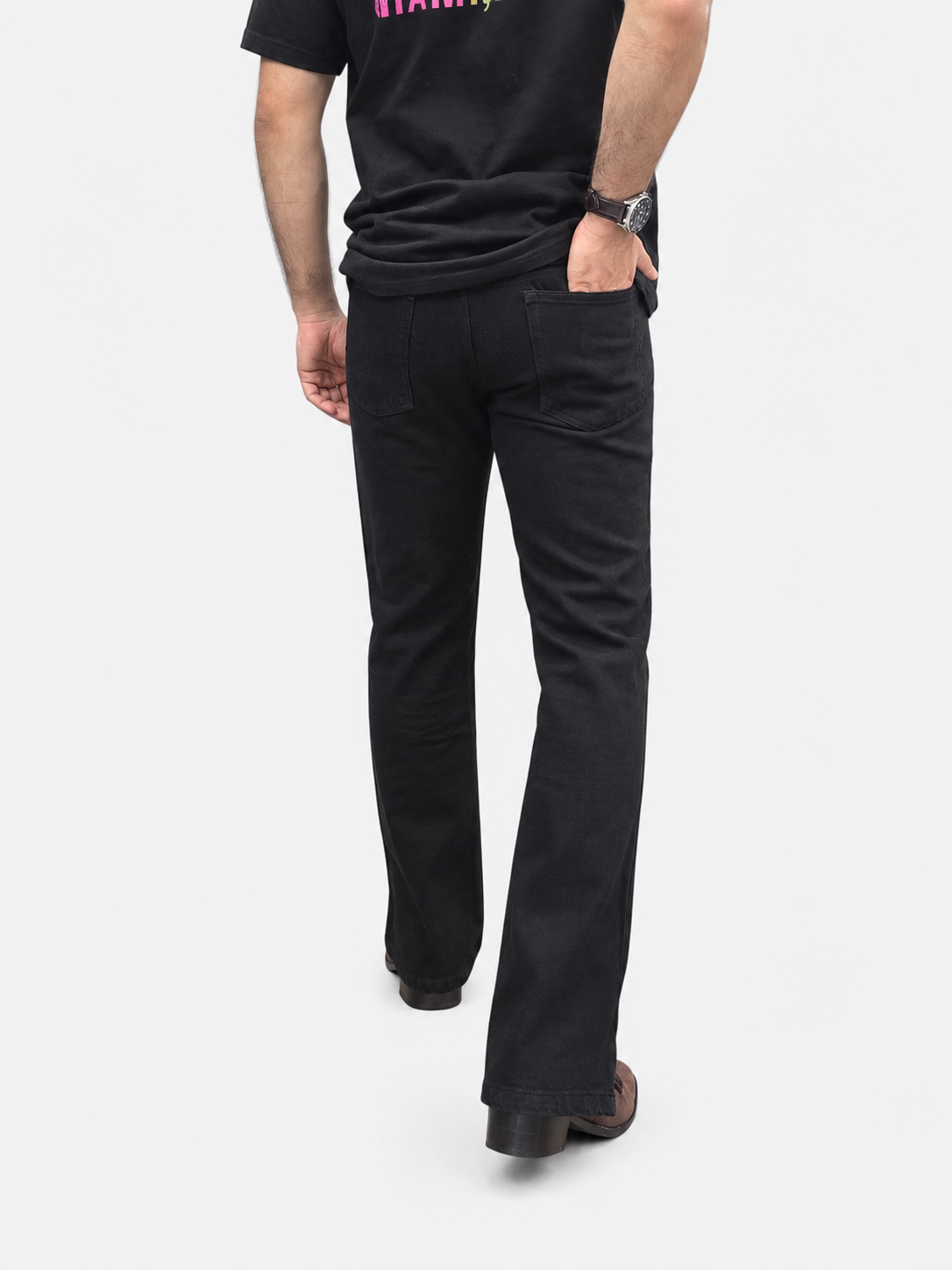 Jet Black Multifunctional Bottom Zip Jeans