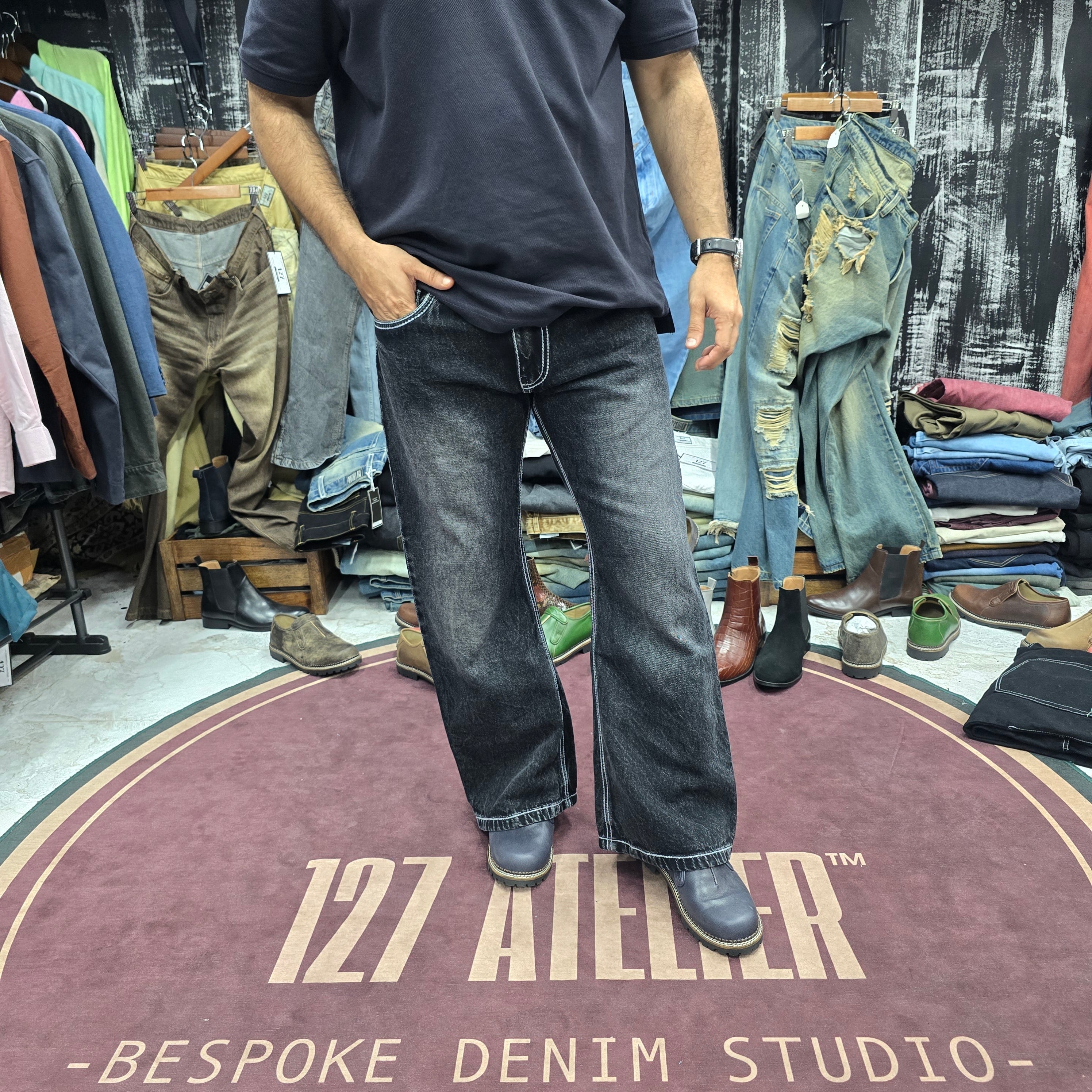 Black Burnt Cloud Bootcut Jeans