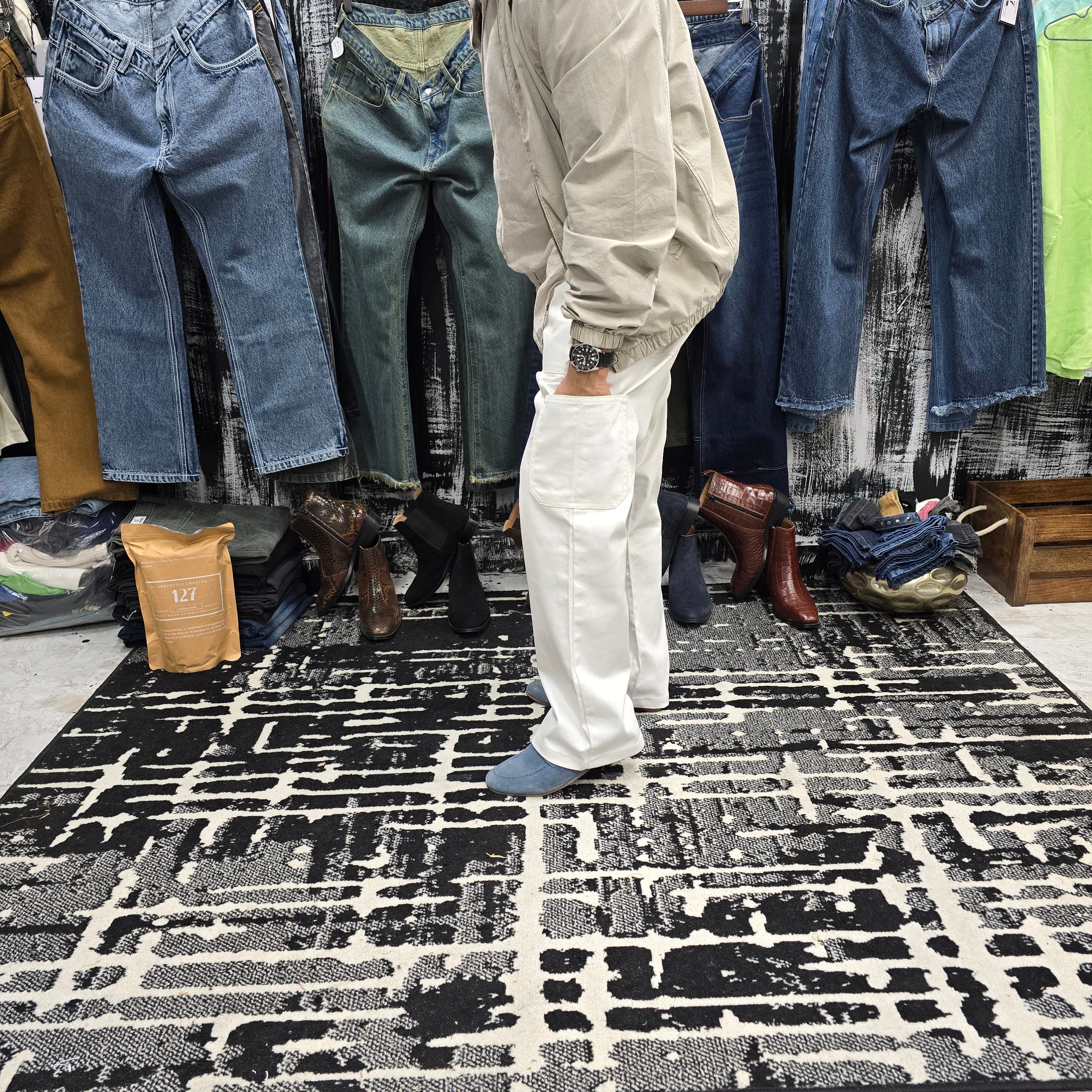 Arctic White Utility Carpenter Jeans