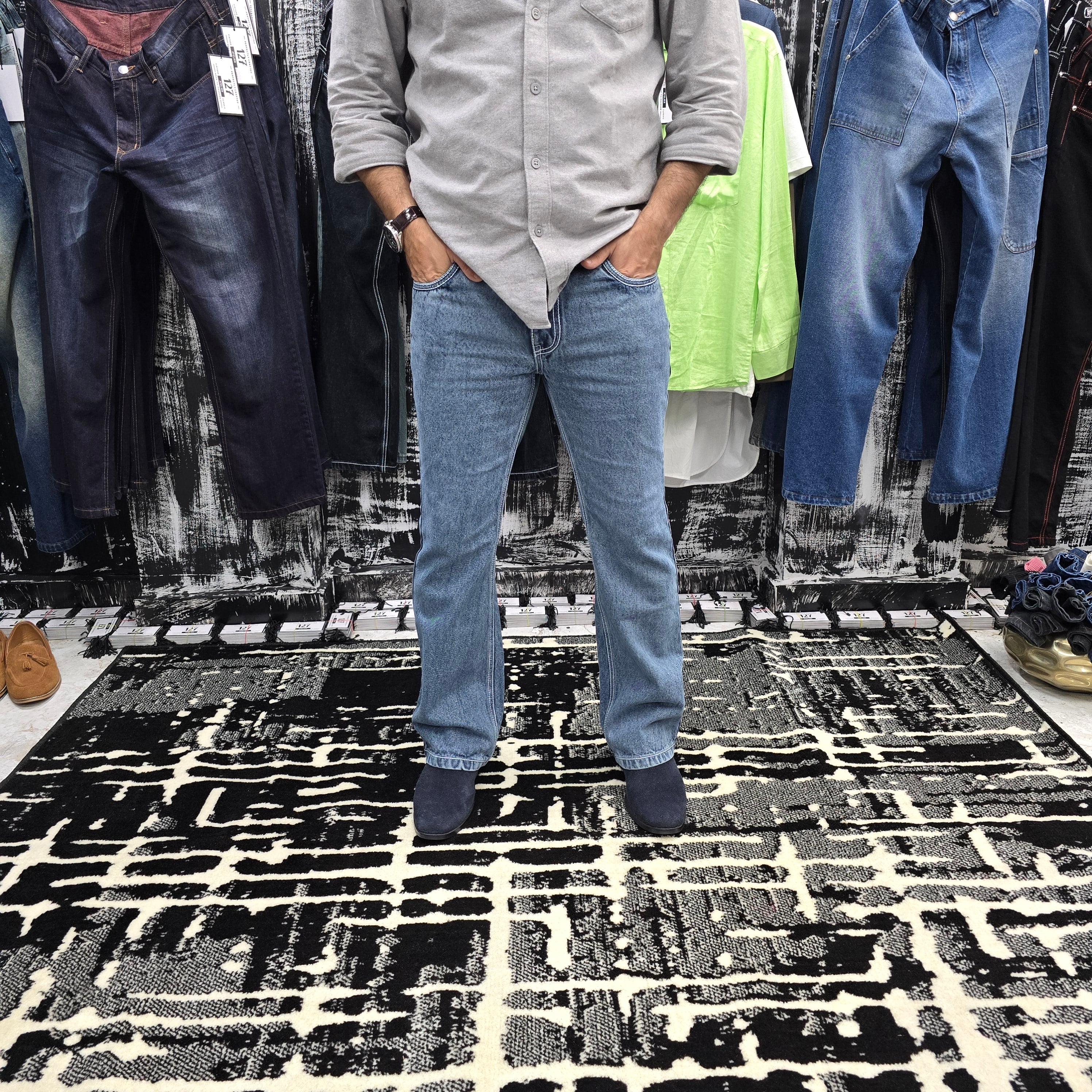 Burnt Blue Semi Bootcut Jeans