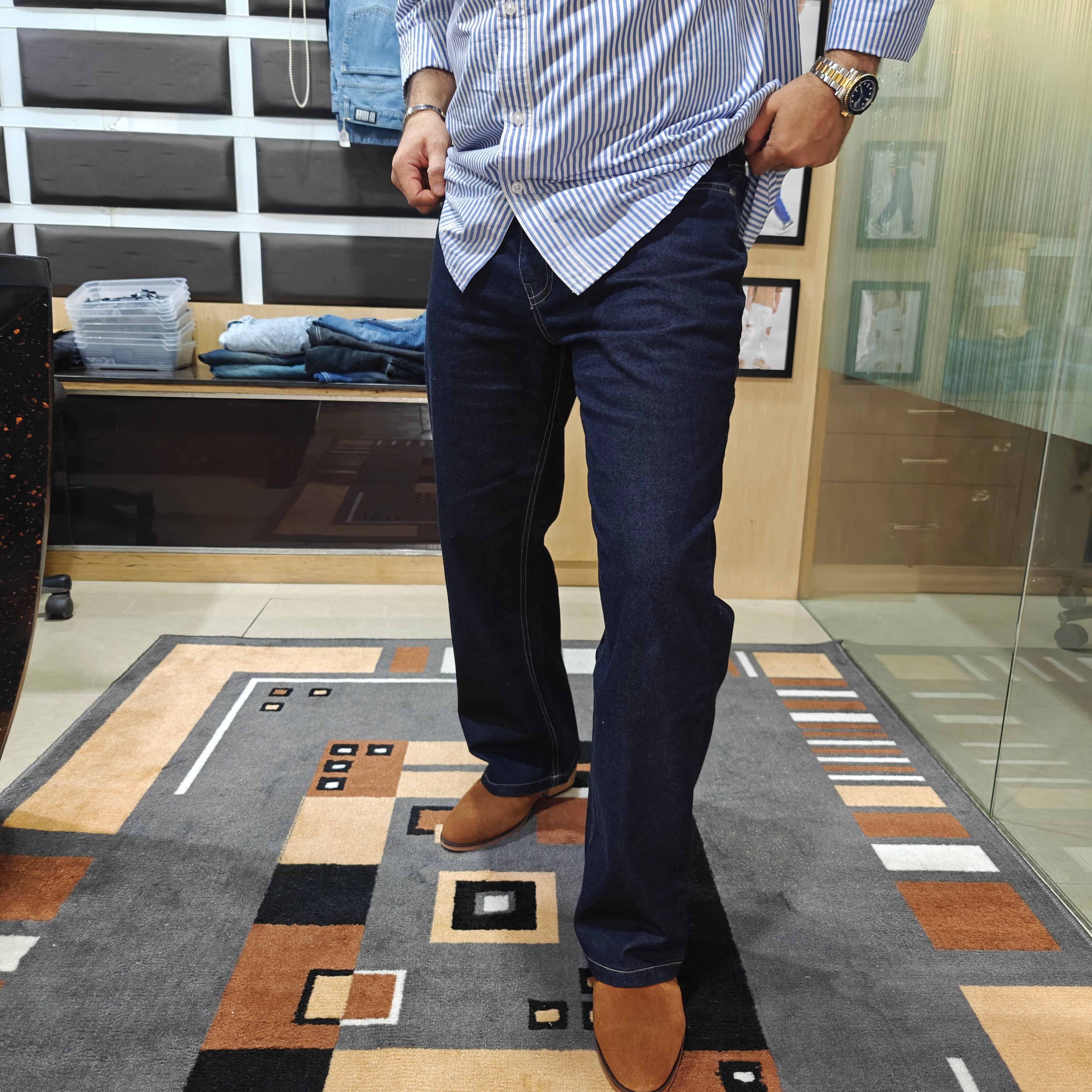 Raw Indigo Semi Bootcut Jeans