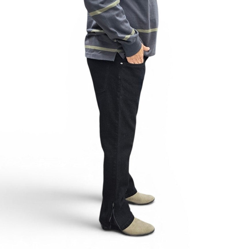 Jet Black Multifunctional Bottom Zip Jeans