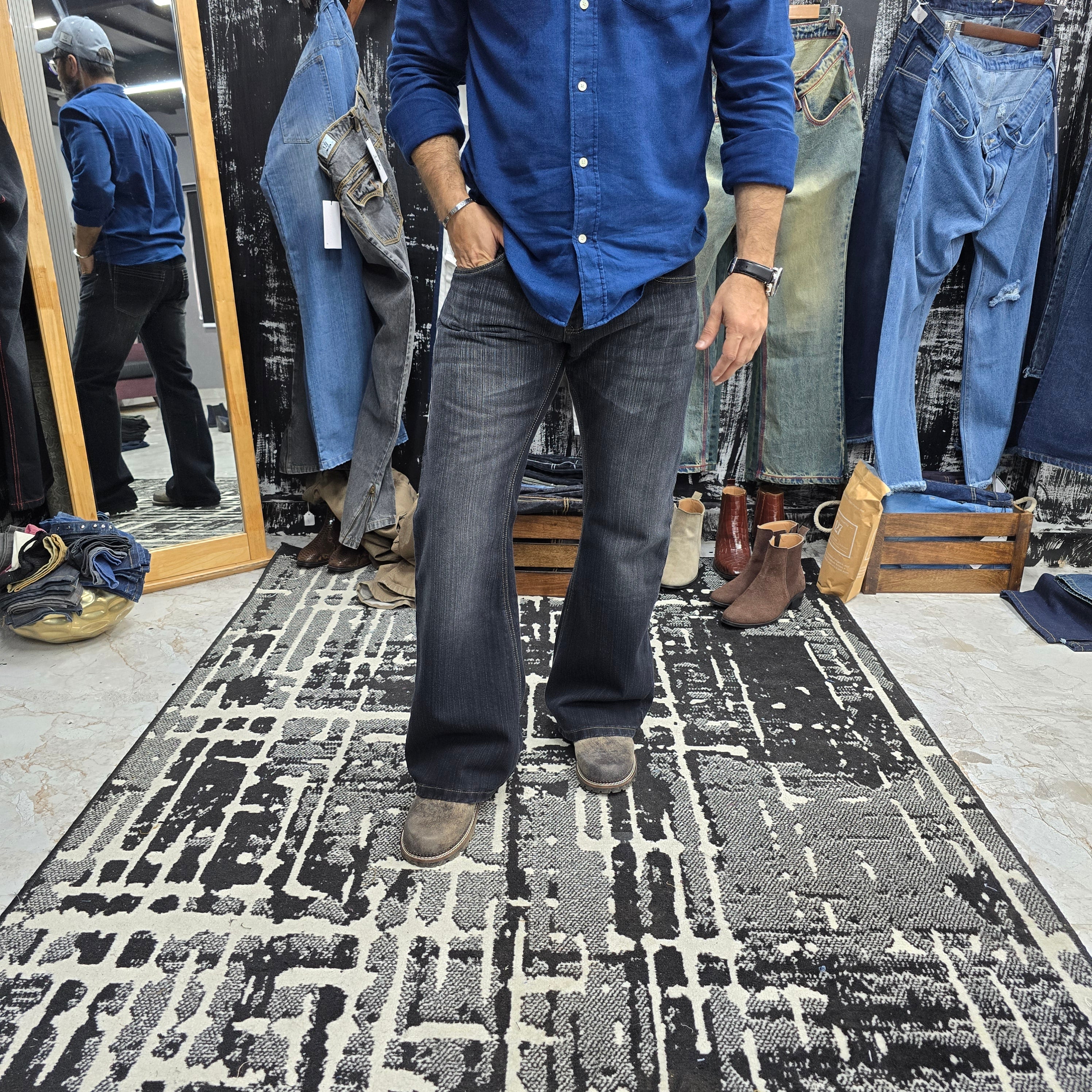 Shadow Fade Slub Denim Bootcut Jeans