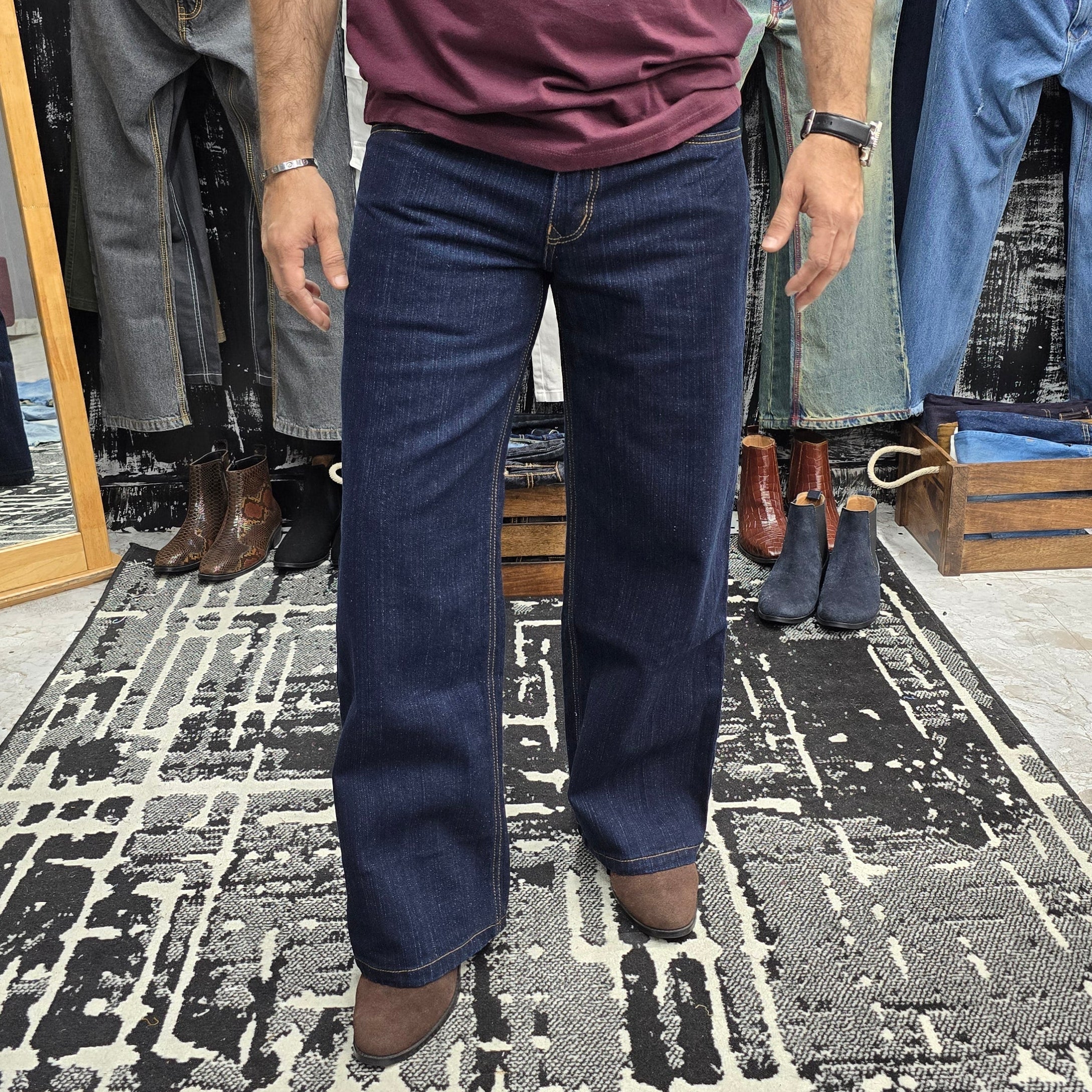 Heritage Wide Leg Indigo Slub denim