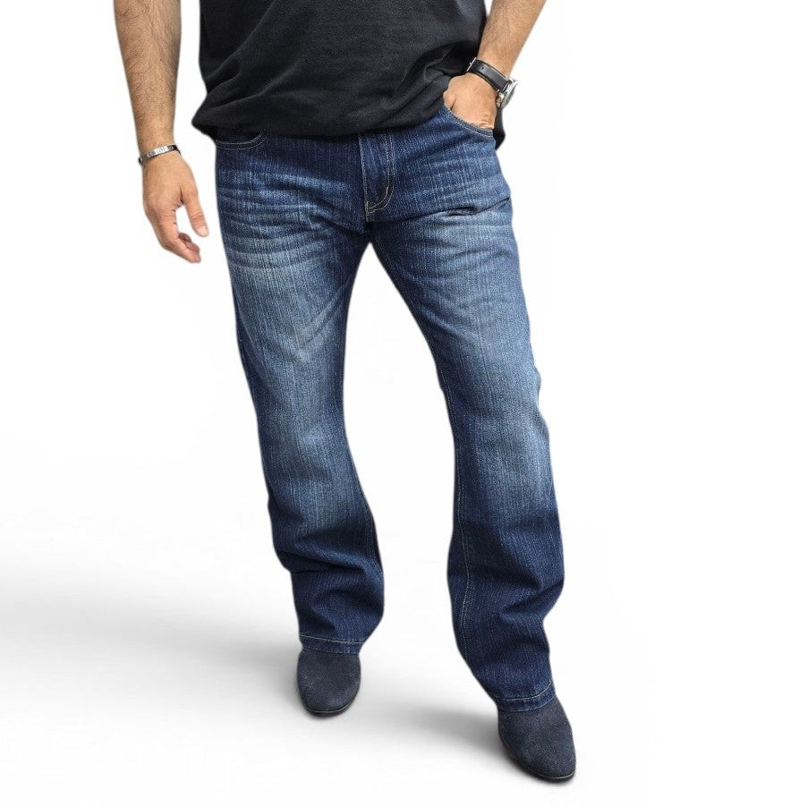 Classic Slub Denim Semi Bootcut Jeans