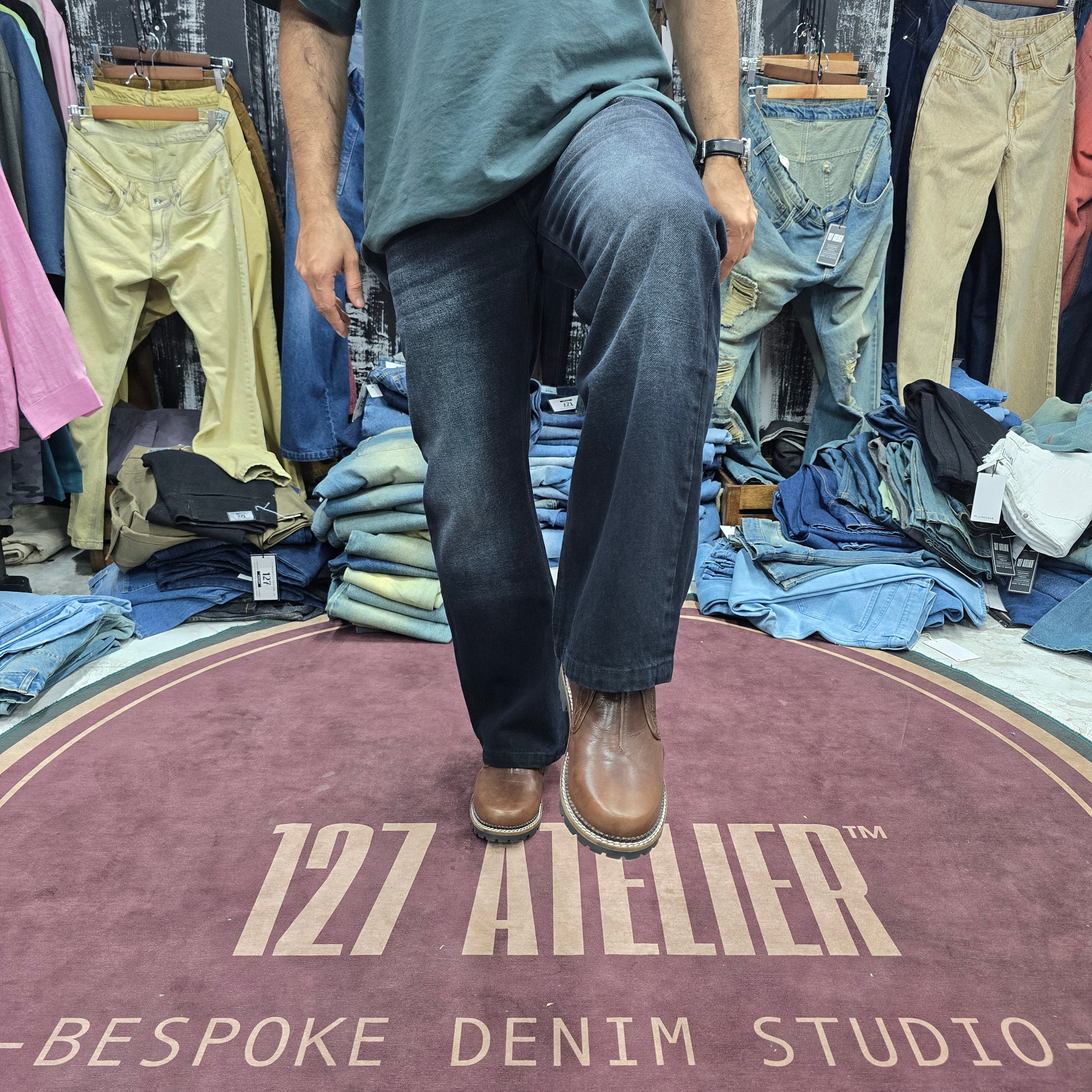 Japanese Selvedge Bootcut Jeans In Washed Black