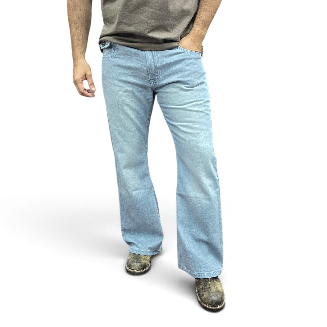 Bellbottom Flap Pocket Jeans In Ice Blue Shade