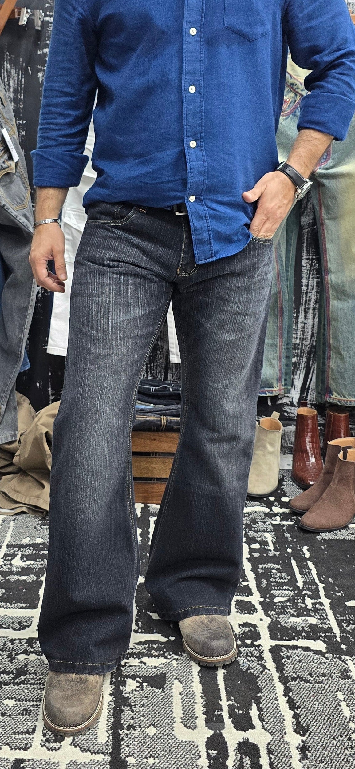 Shadow Fade Slub Denim Bootcut Jeans