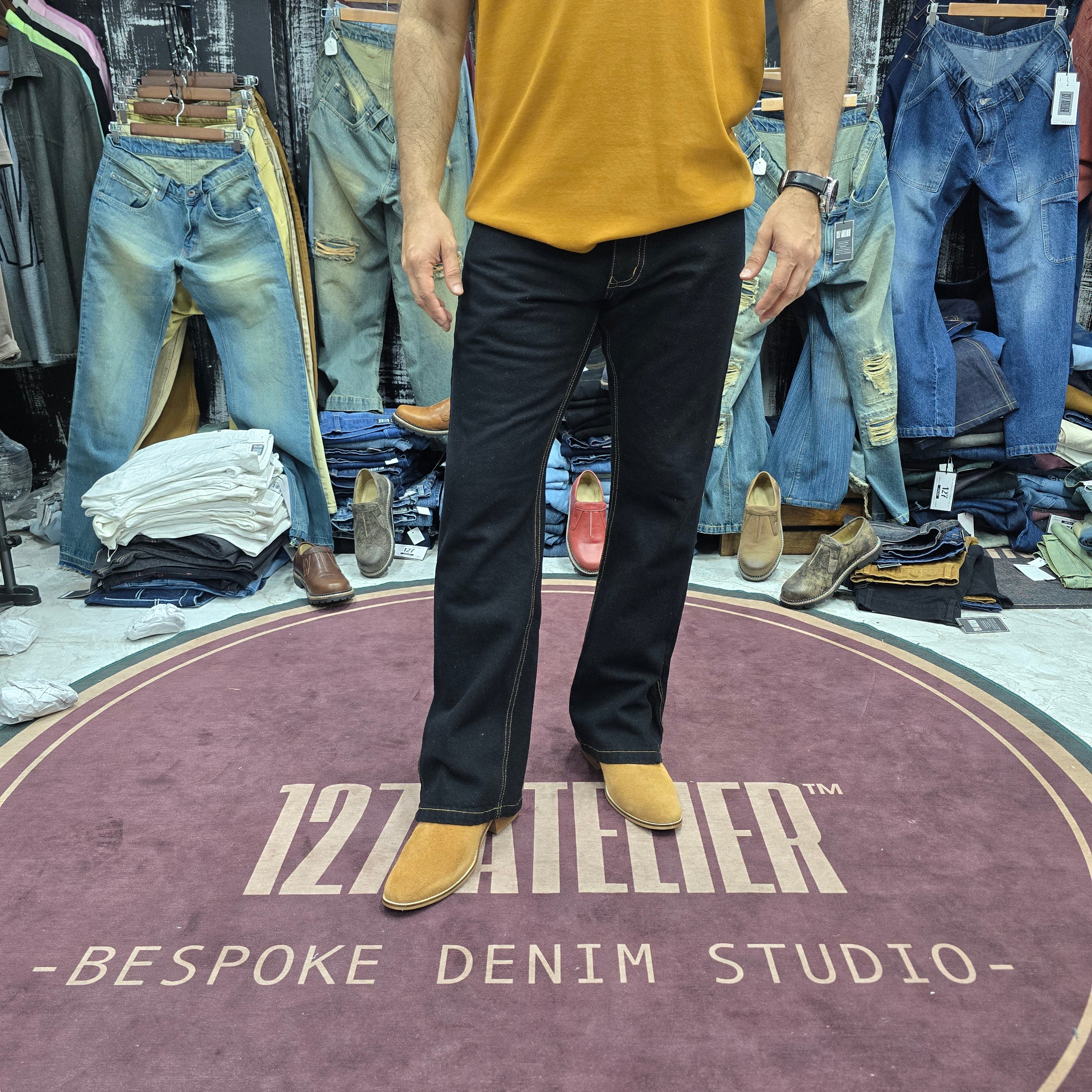 Jet Black Zip-Hem Bootcut Jeans