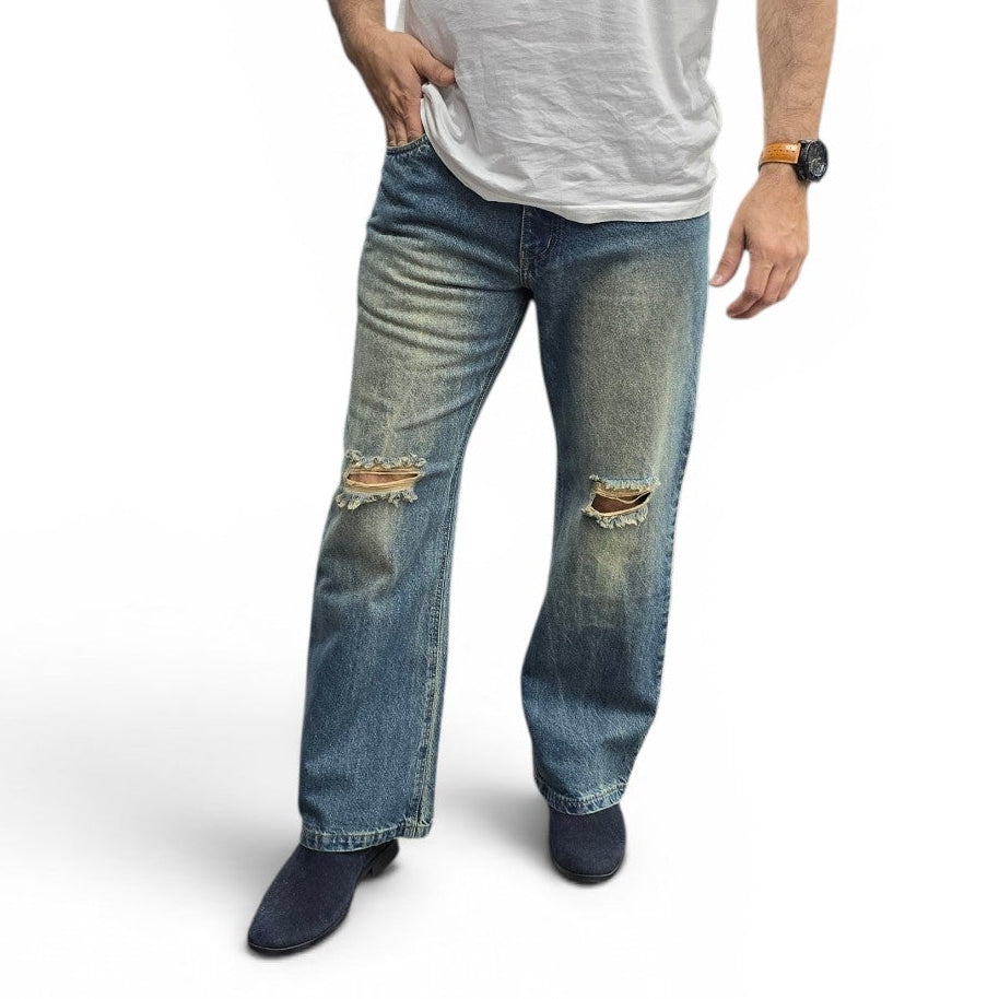 Heritage Distressed Straight Cut Jeans