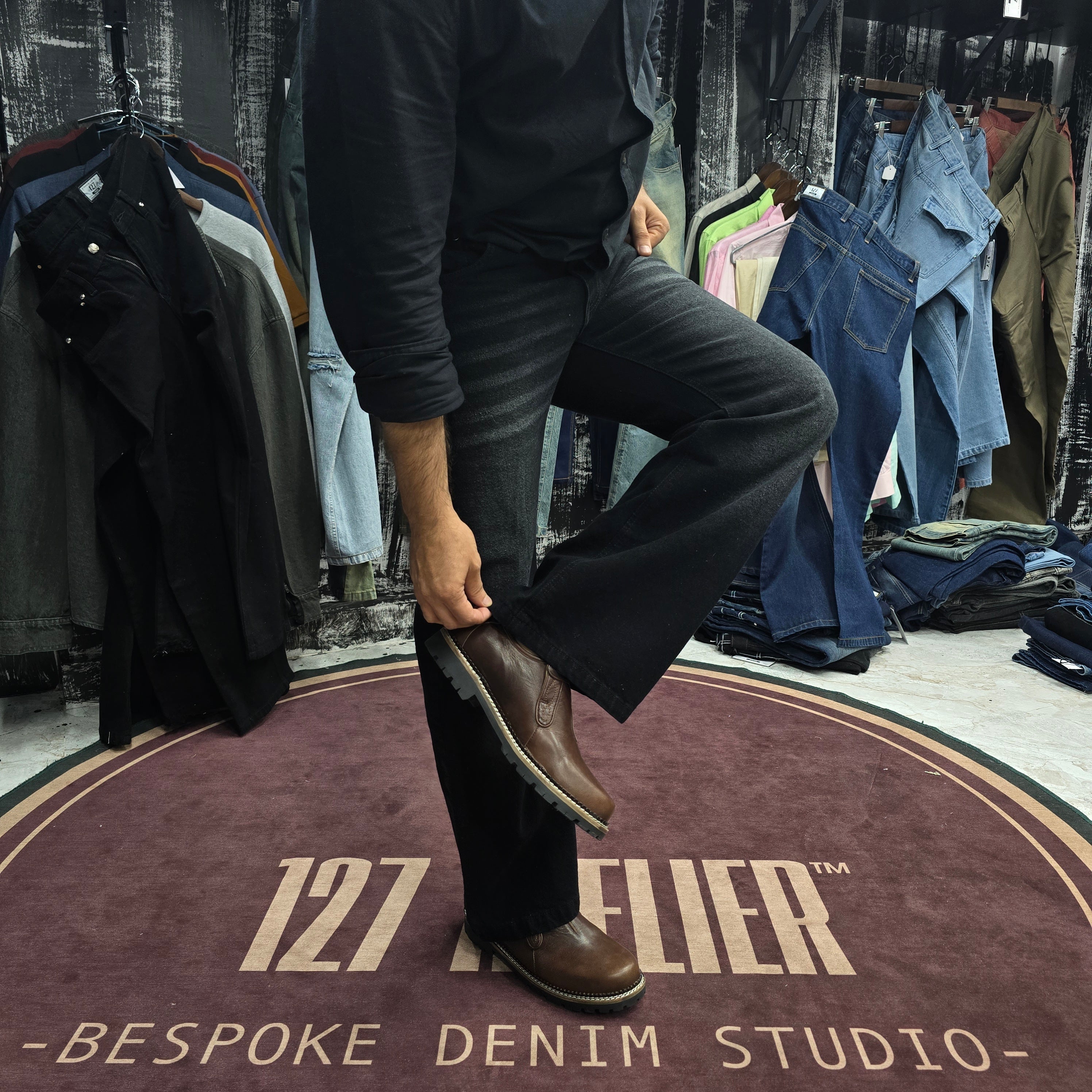 Midnight fade straight leg jean