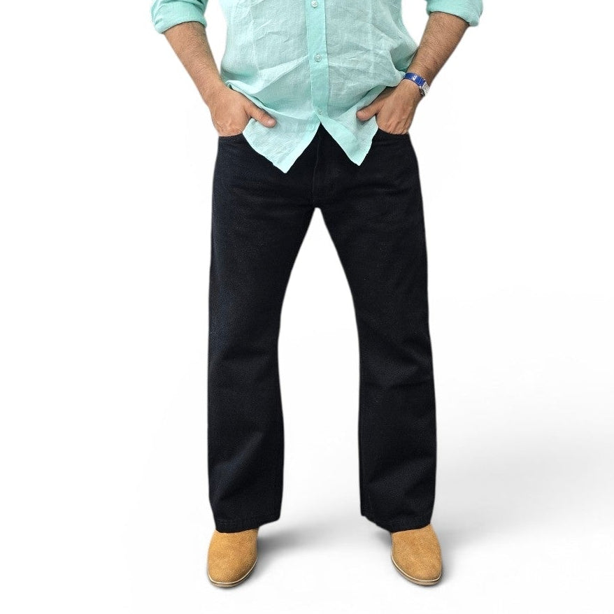 Semi Bootcut Jeans In Jet Black