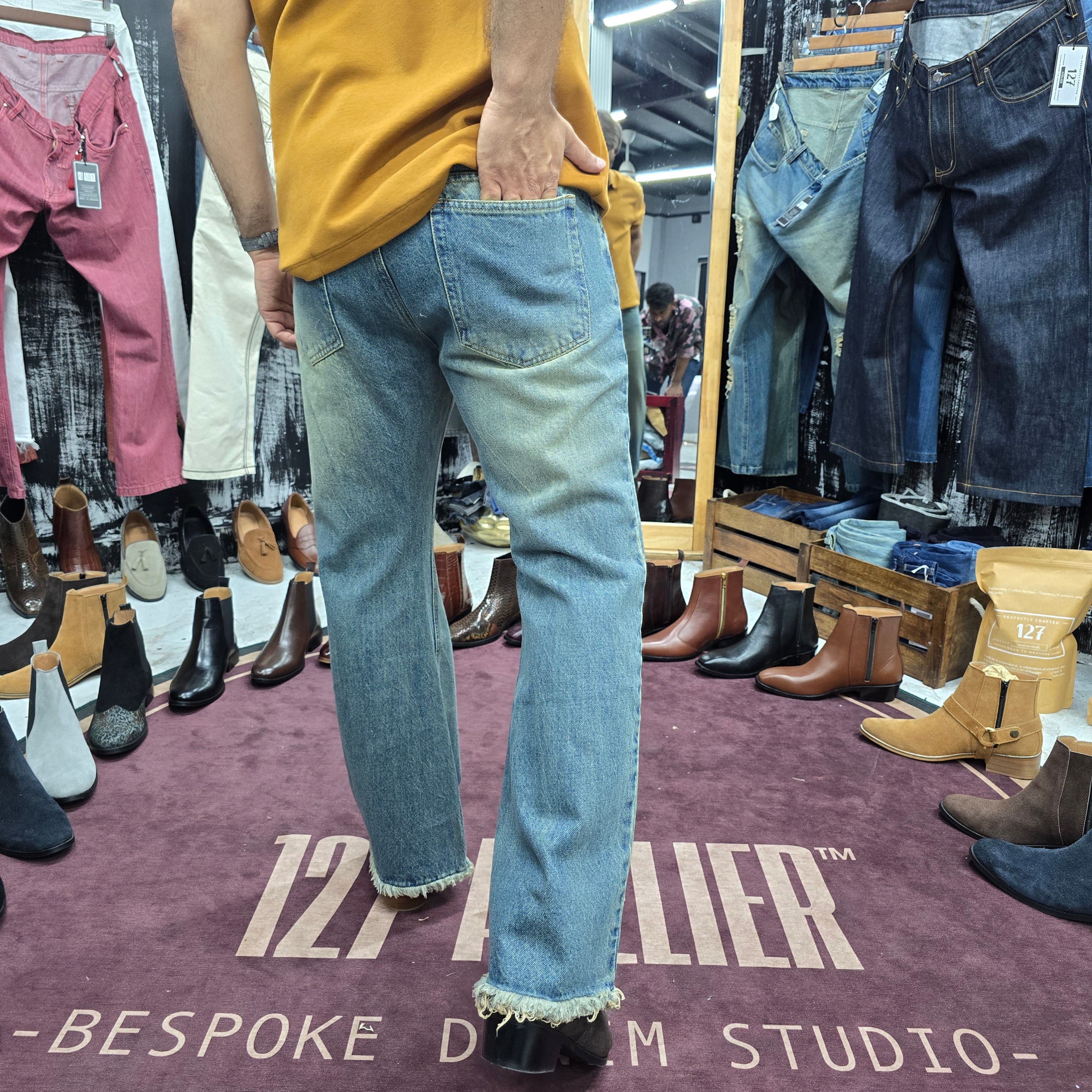 Vintage Fade Frayed Bootcut Jeans