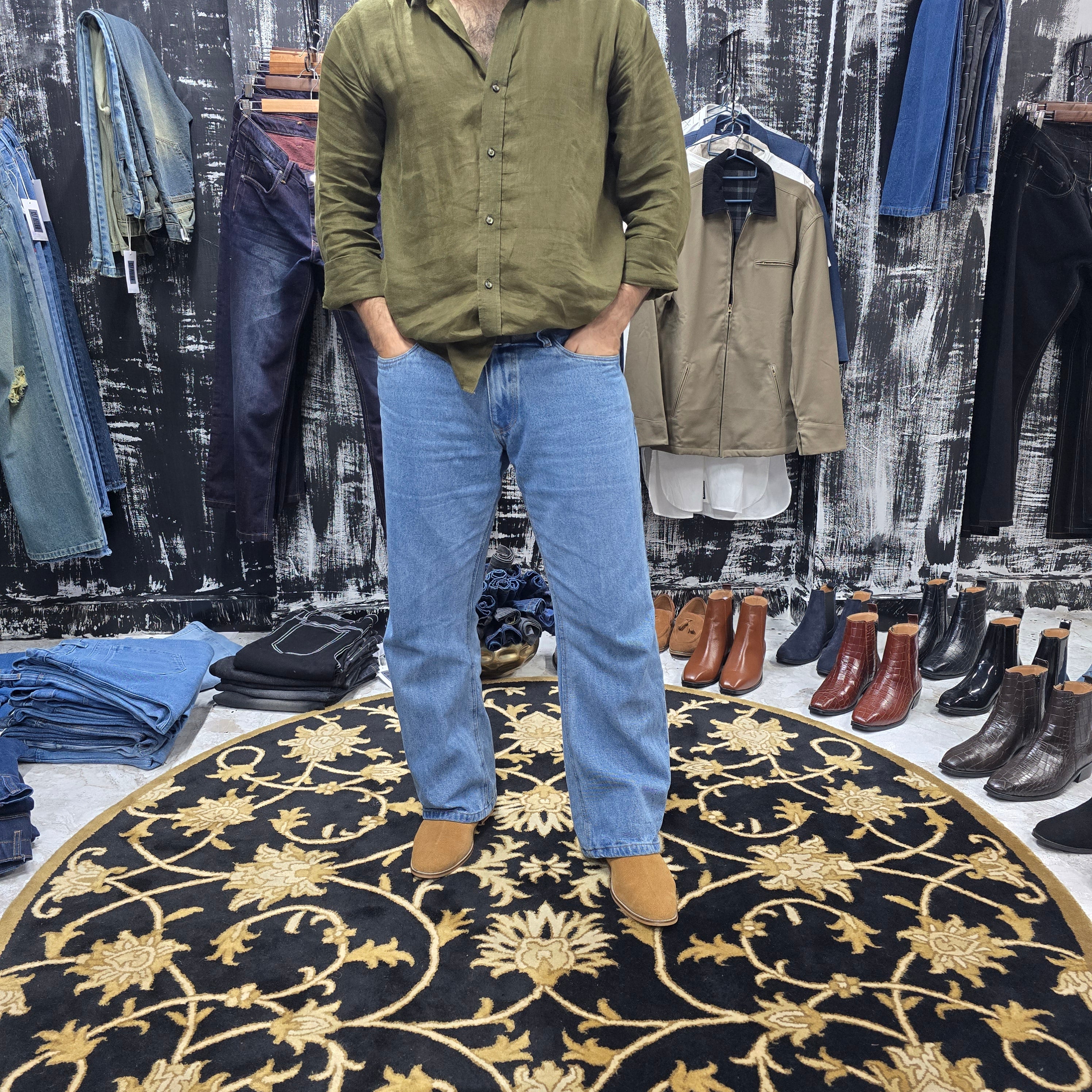 Skyline Fade Straight Wide-Leg Jeans