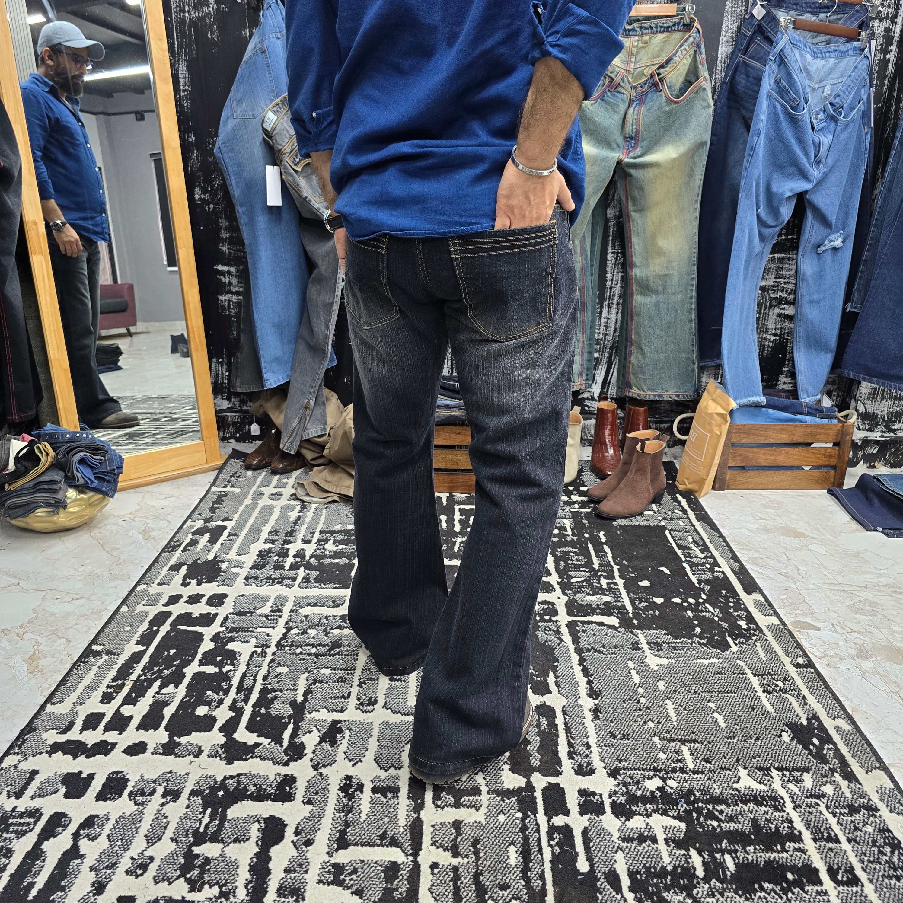 Shadow Fade Slub Denim Bootcut Jeans