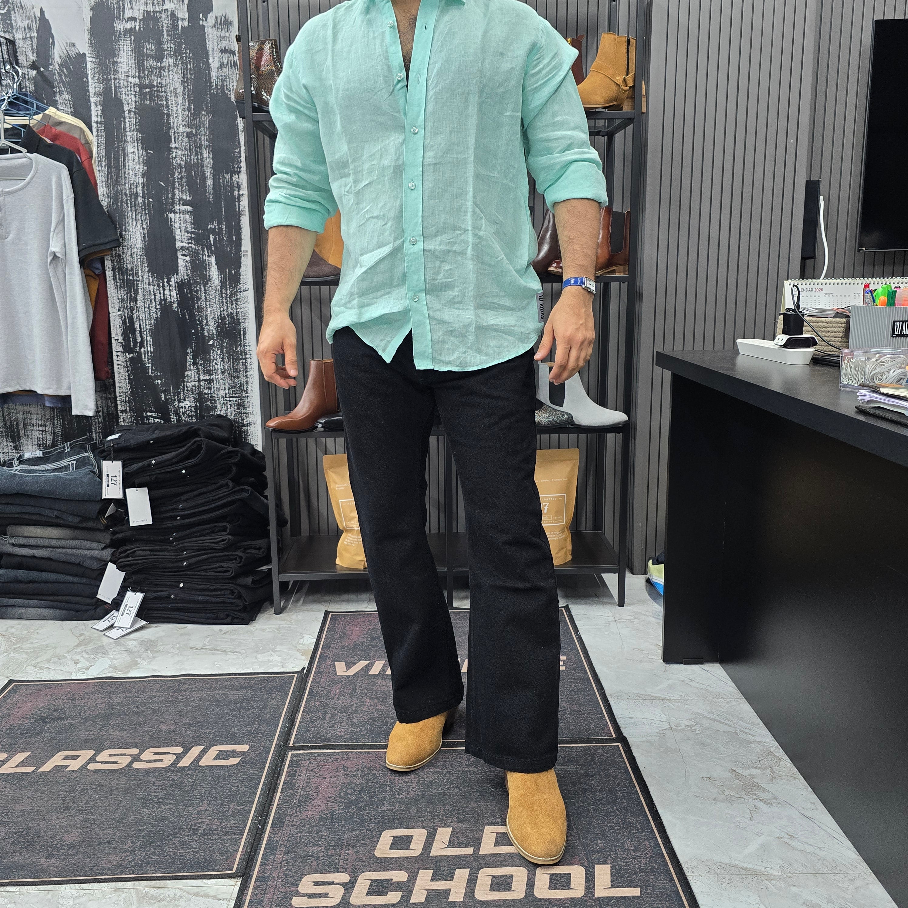 Semi Bootcut Jeans In Jet Black