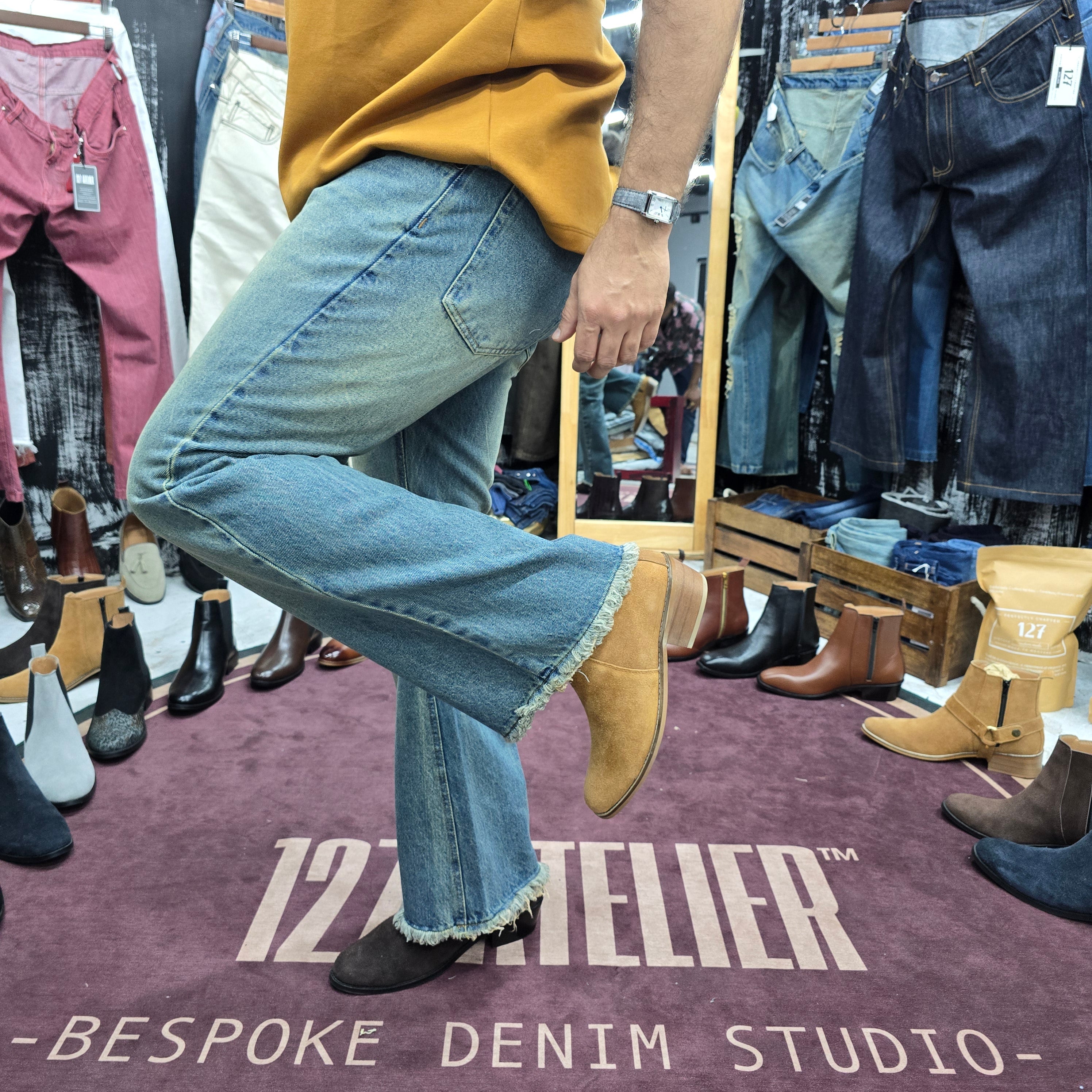 Vintage Fade Frayed Bootcut Jeans