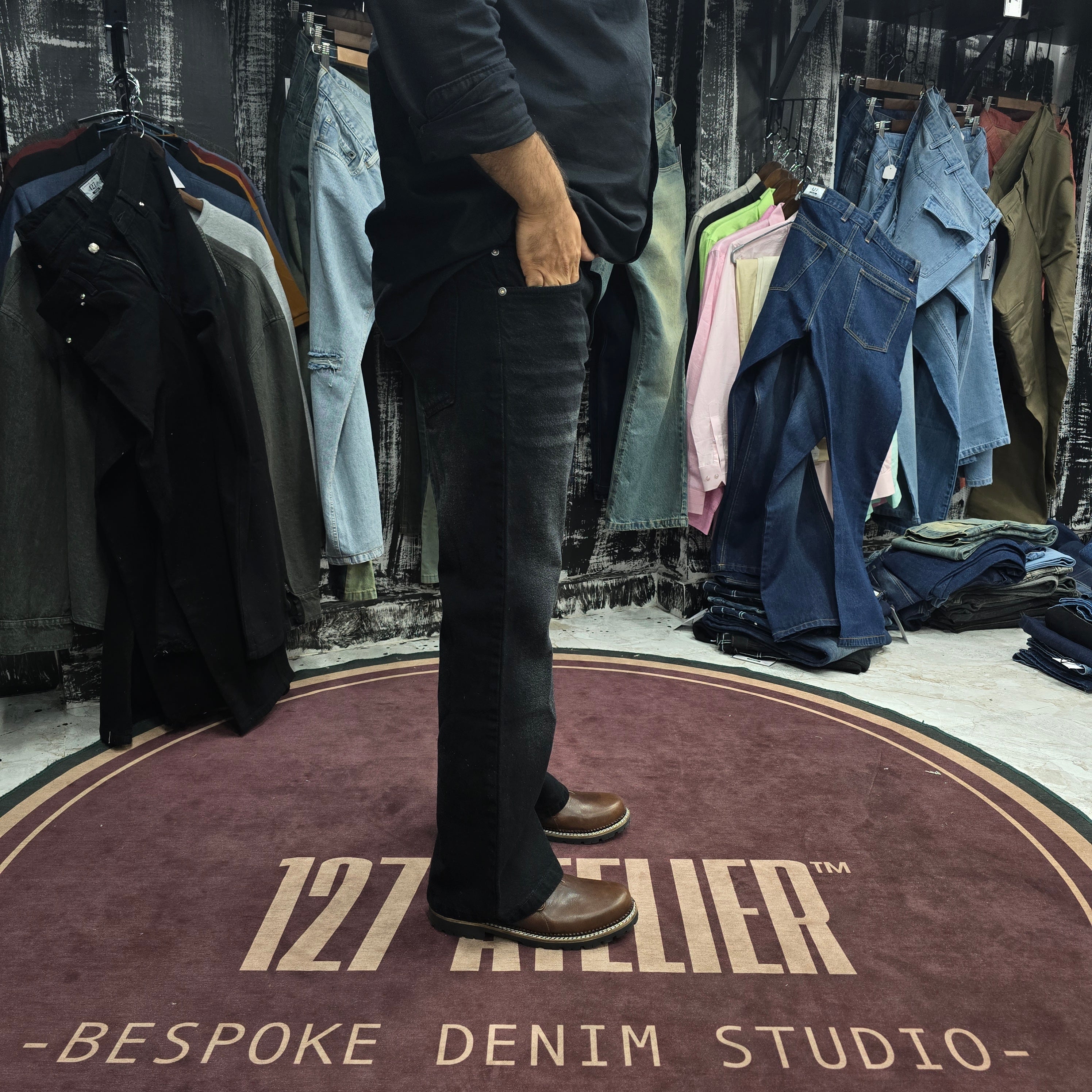 Midnight fade straight leg jean