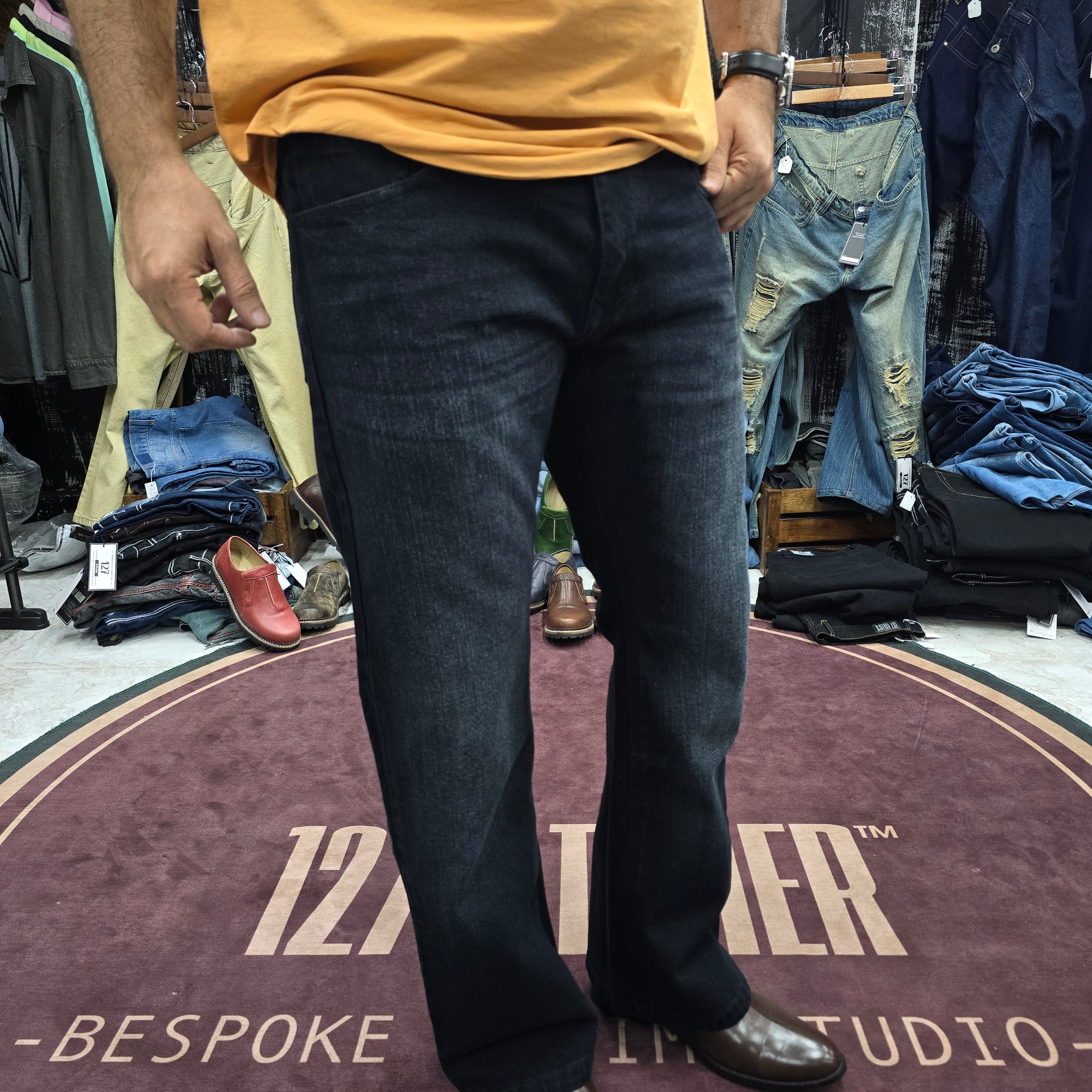 Semi Bootcut Jeans In Onyx Black Wash