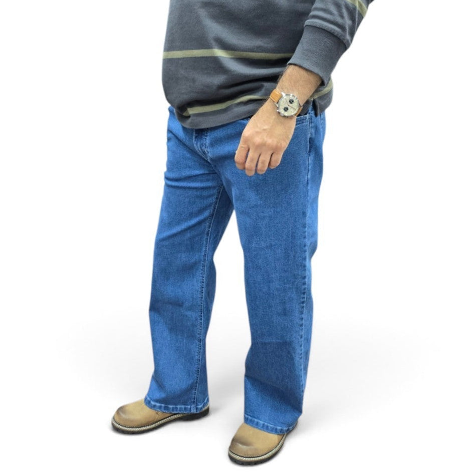 Mid Blue Straight Fit Pajama Denim Jean