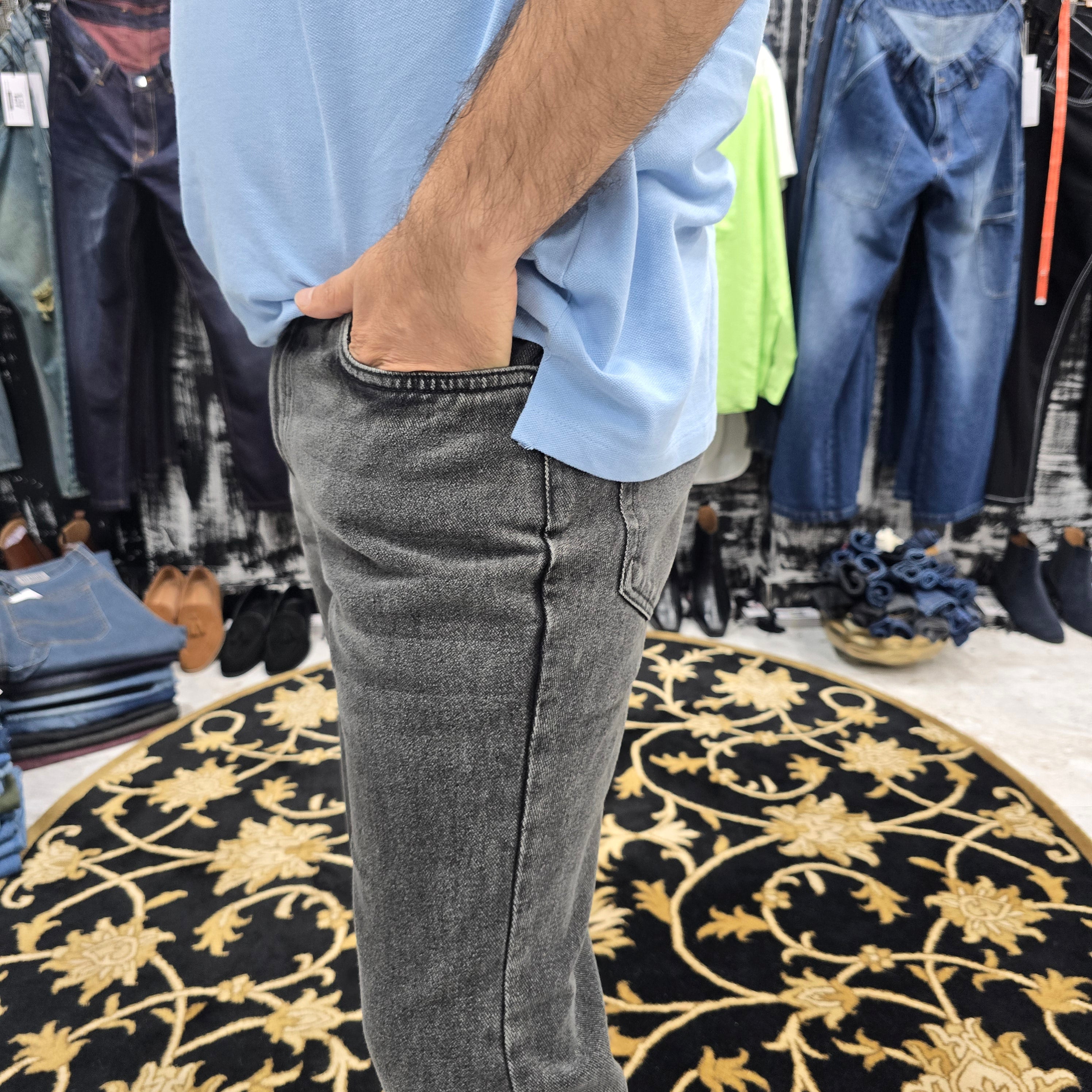 Charcoal Black Semi Bootcut Jeans