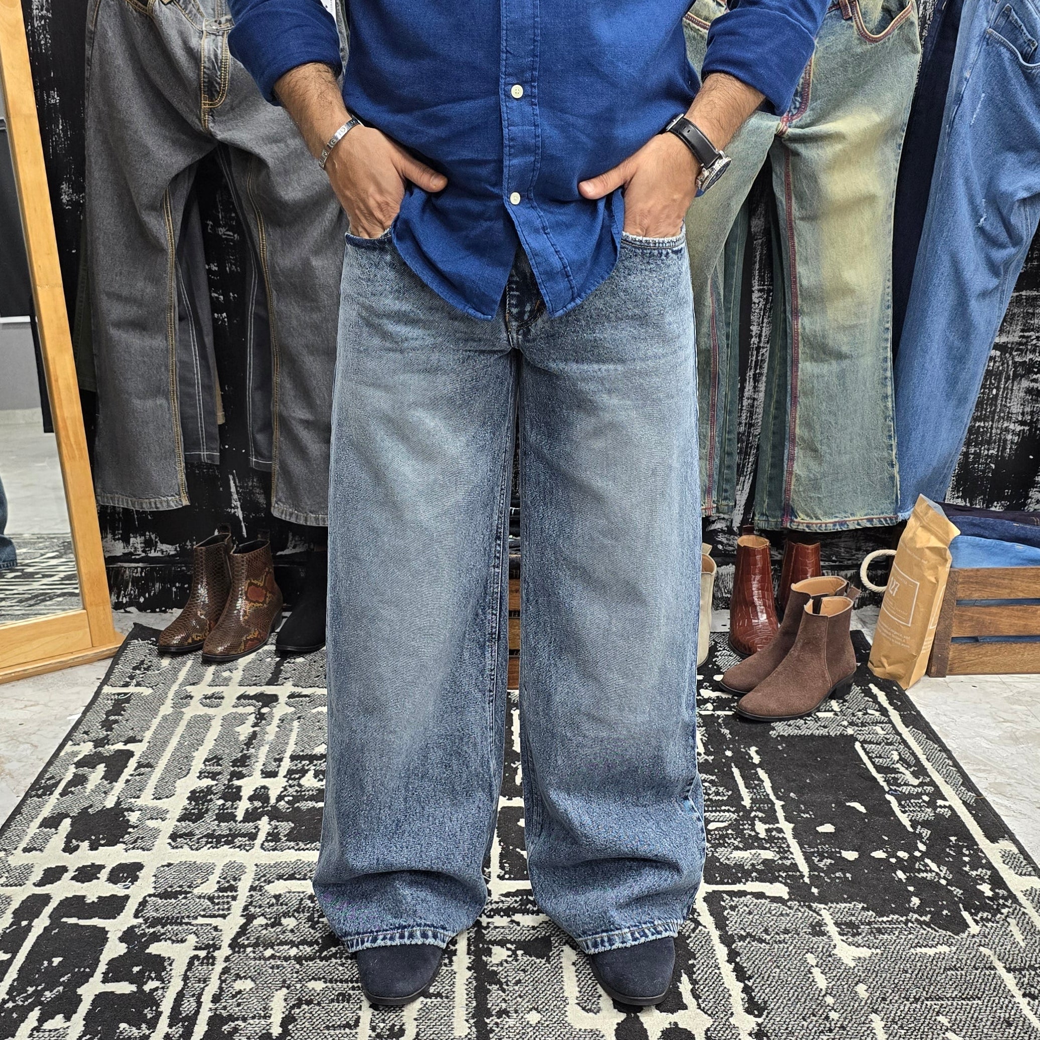 Frost Fade Wide Leg in Ice Blue Wash