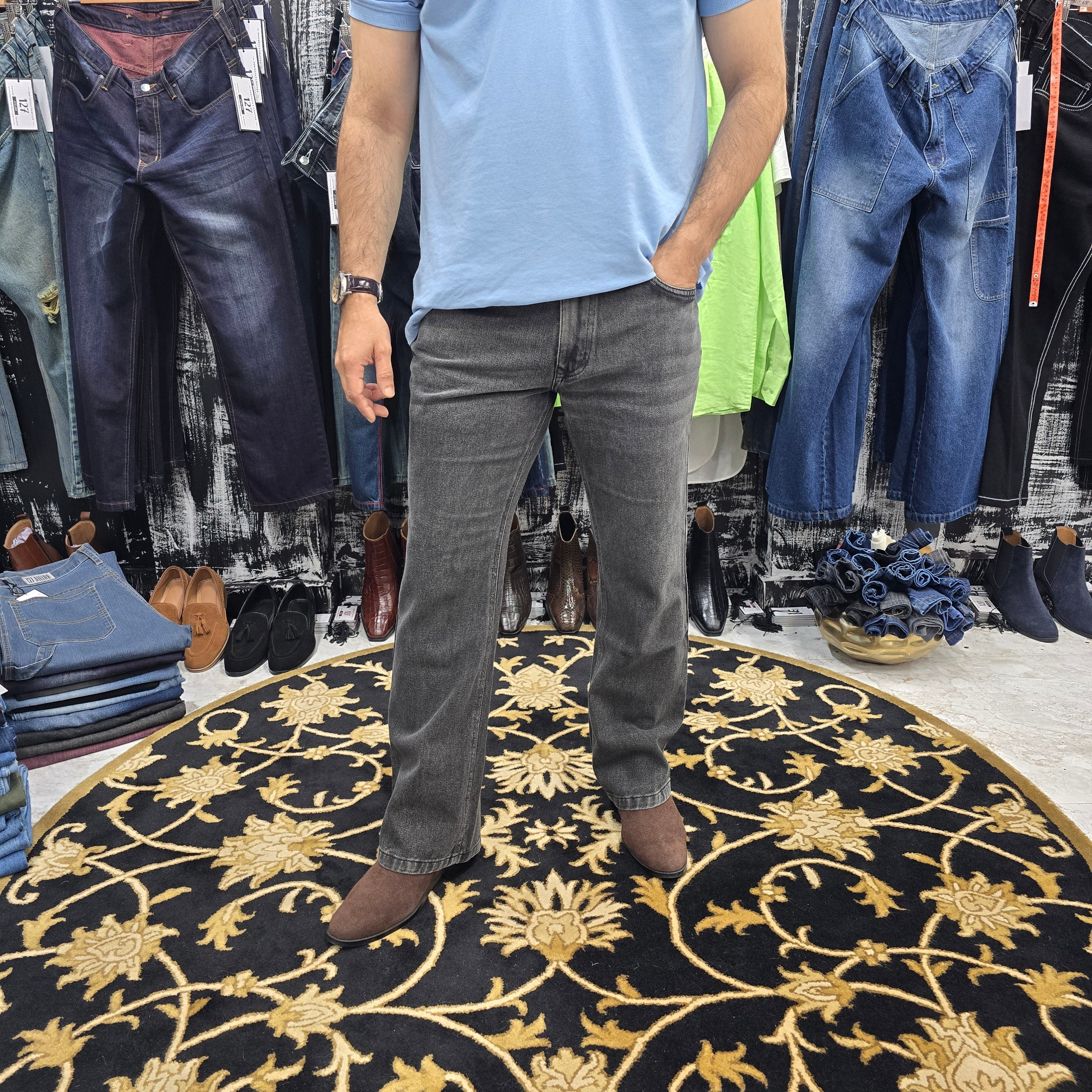Charcoal Black Semi Bootcut Jeans