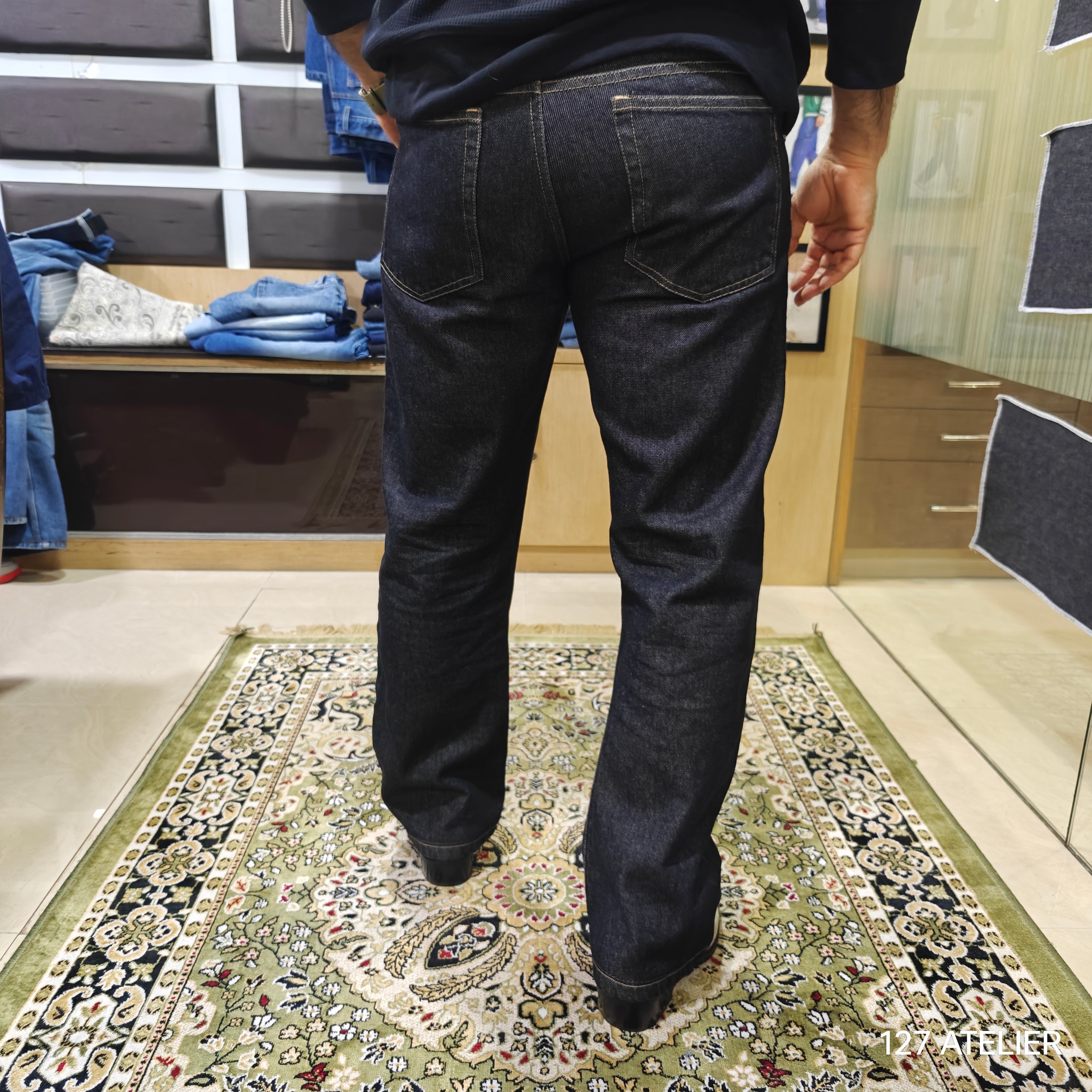 Carbon Black Raw Semi Bootcut Jeans
