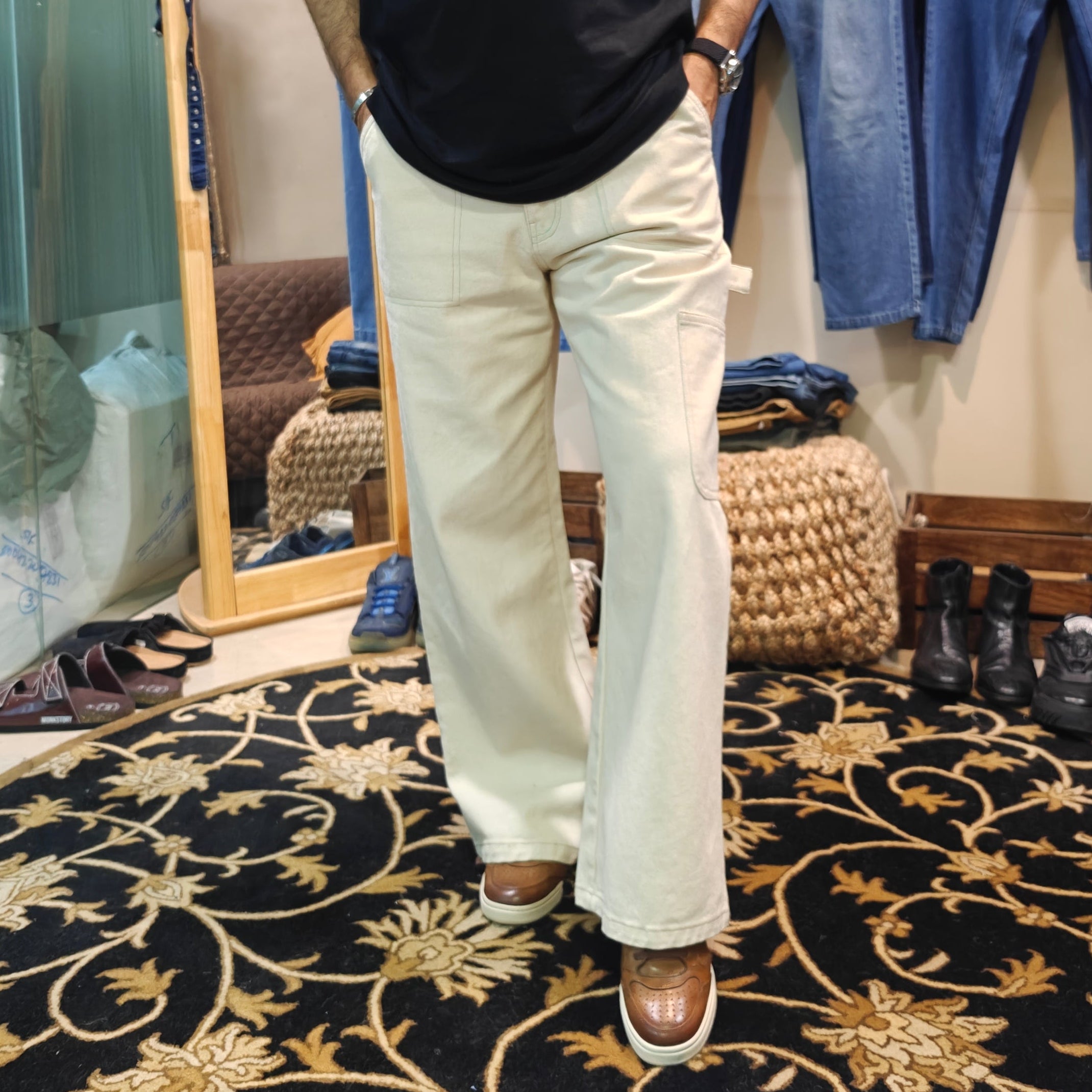 Artisan Utility Wide Leg  Natural Canvas Denim