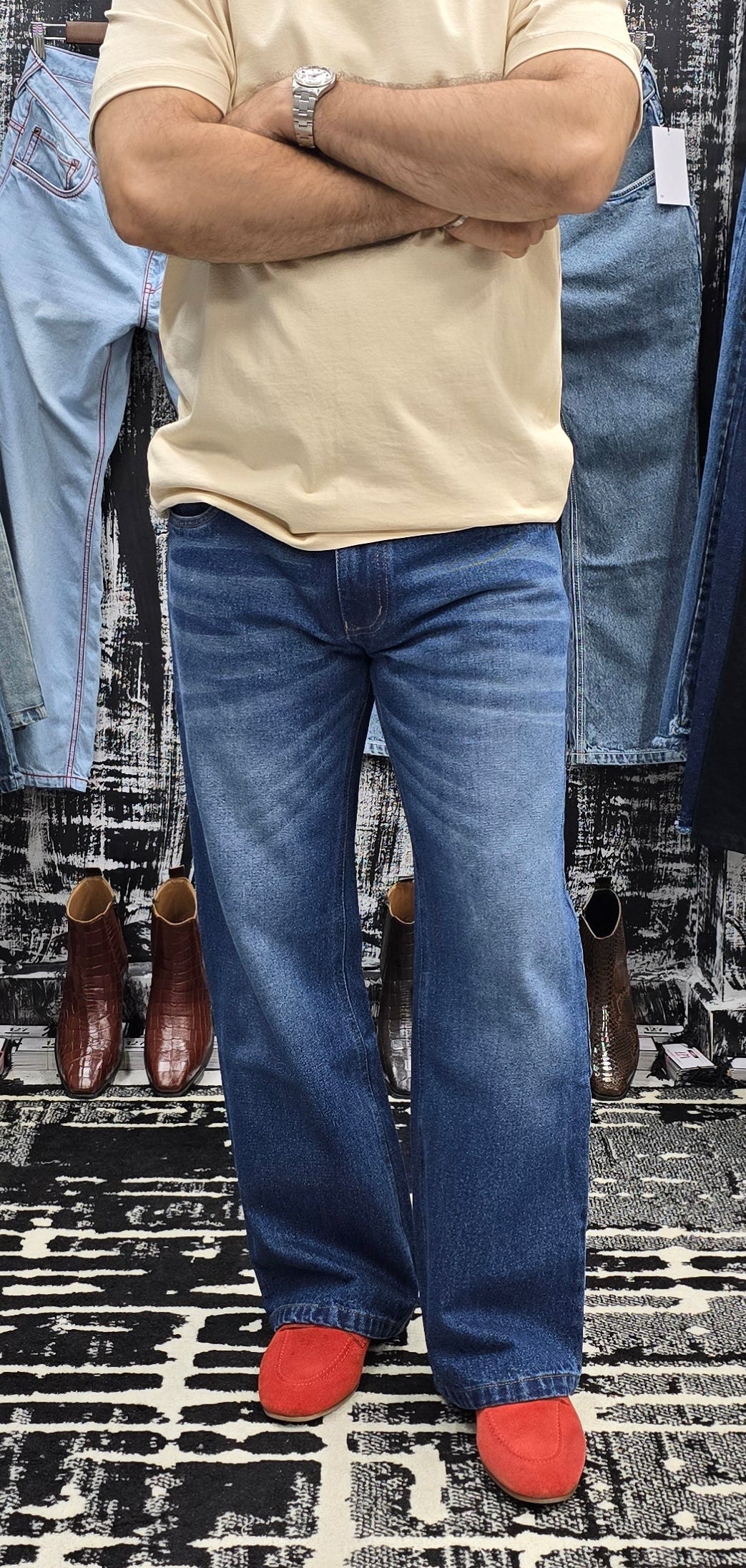 Classic Straight Fit Mid Blue Vintage Wash