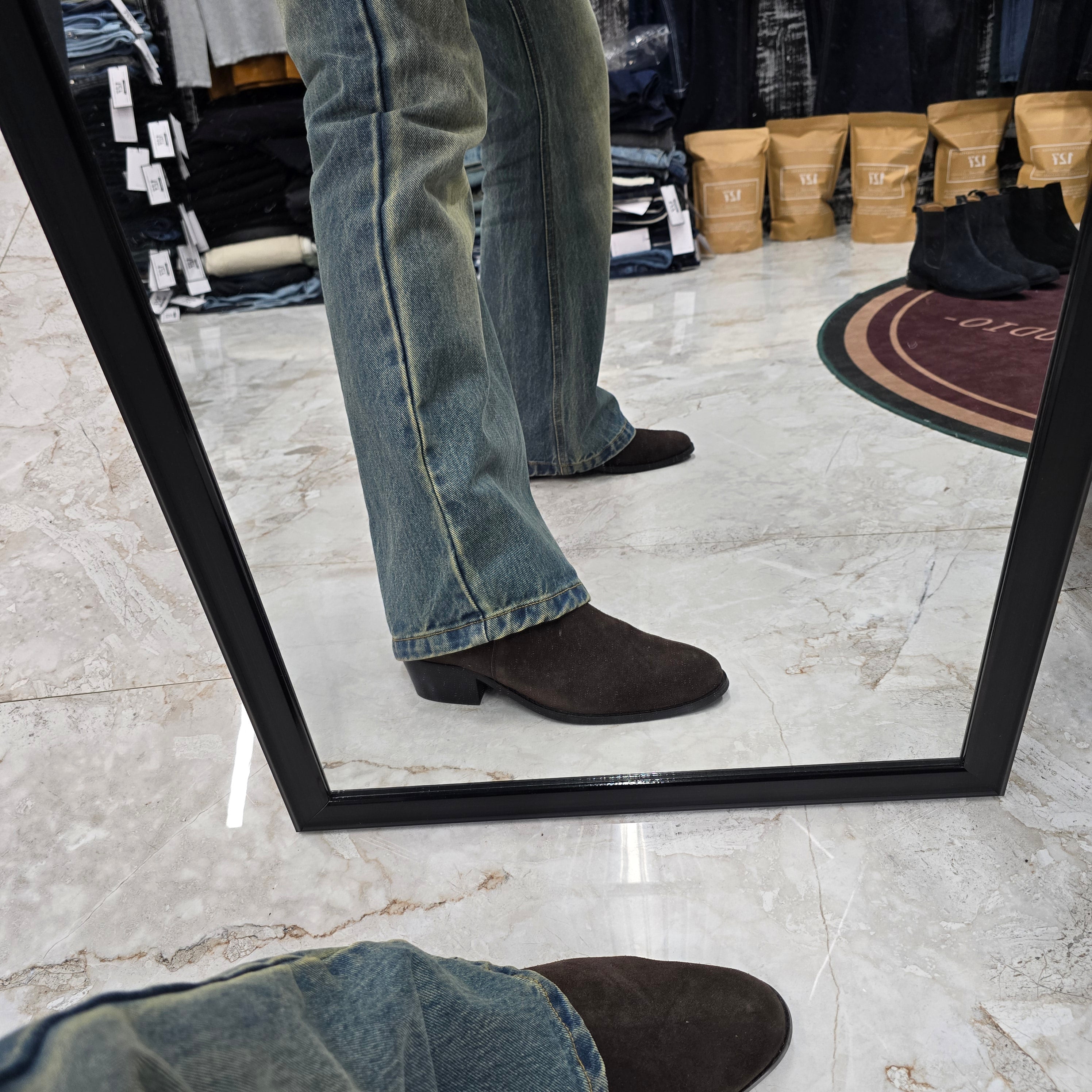 Dark brown Suede Leather Cuban