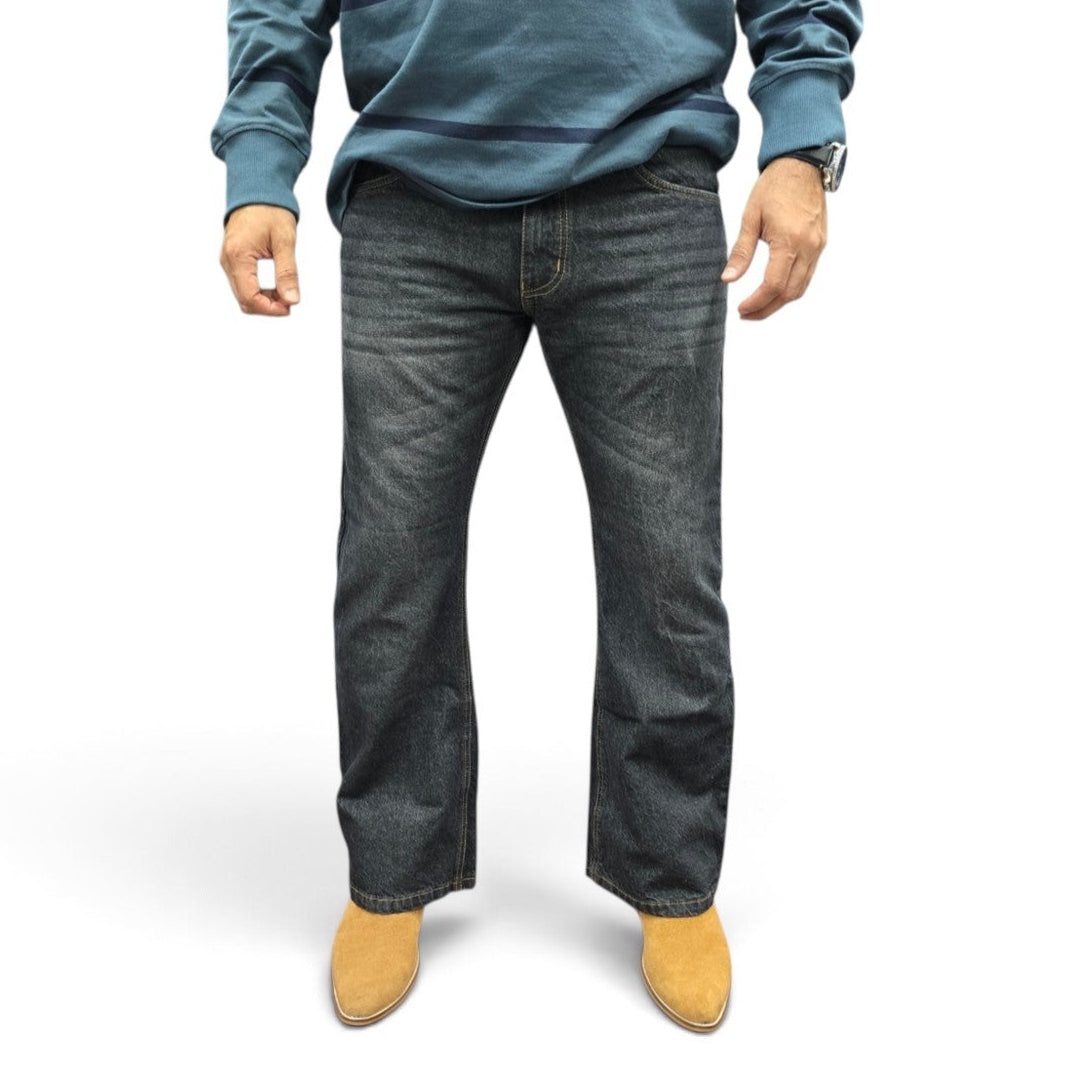 Washed Black Semi Bootcut Jeans