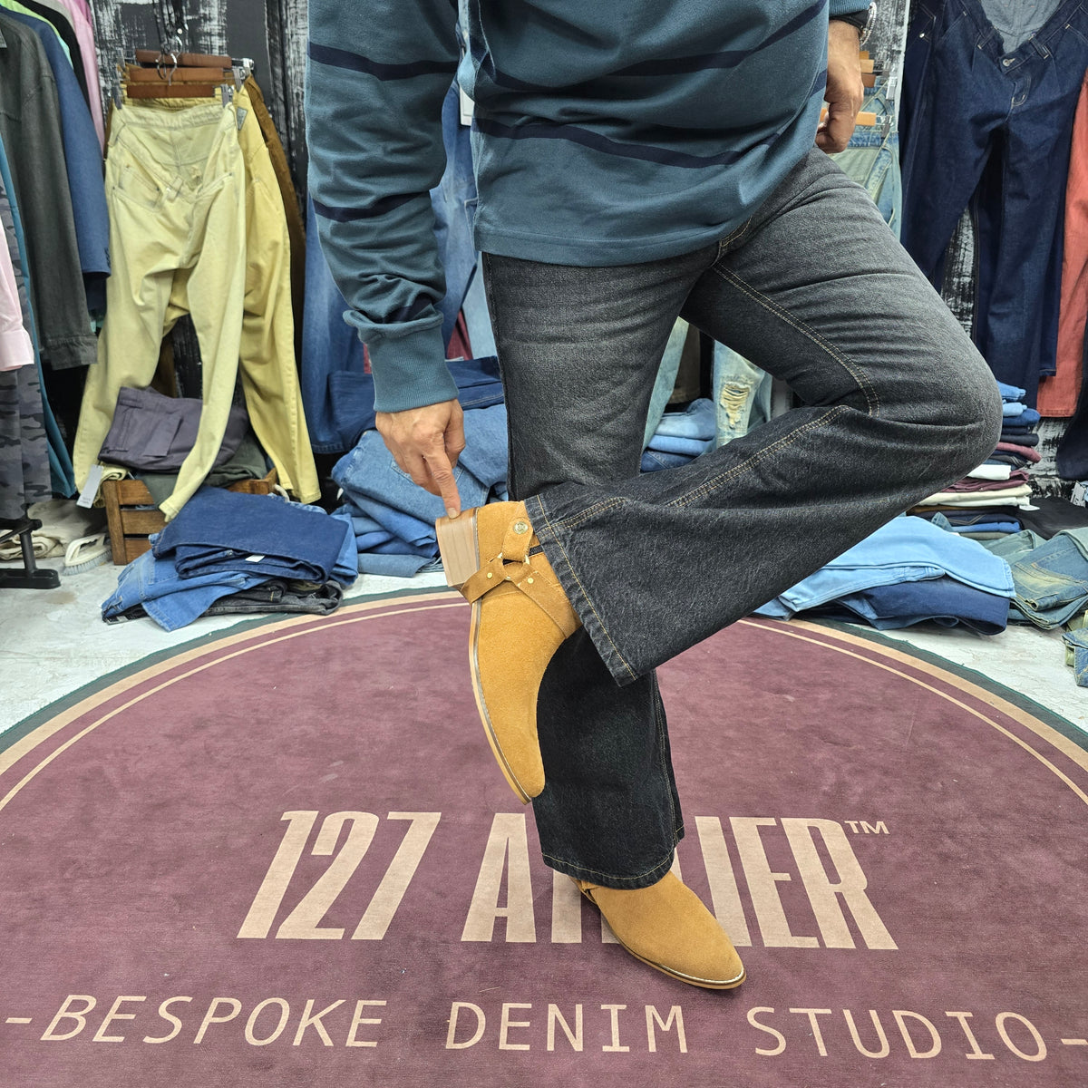 Washed Black Semi Bootcut Jeans