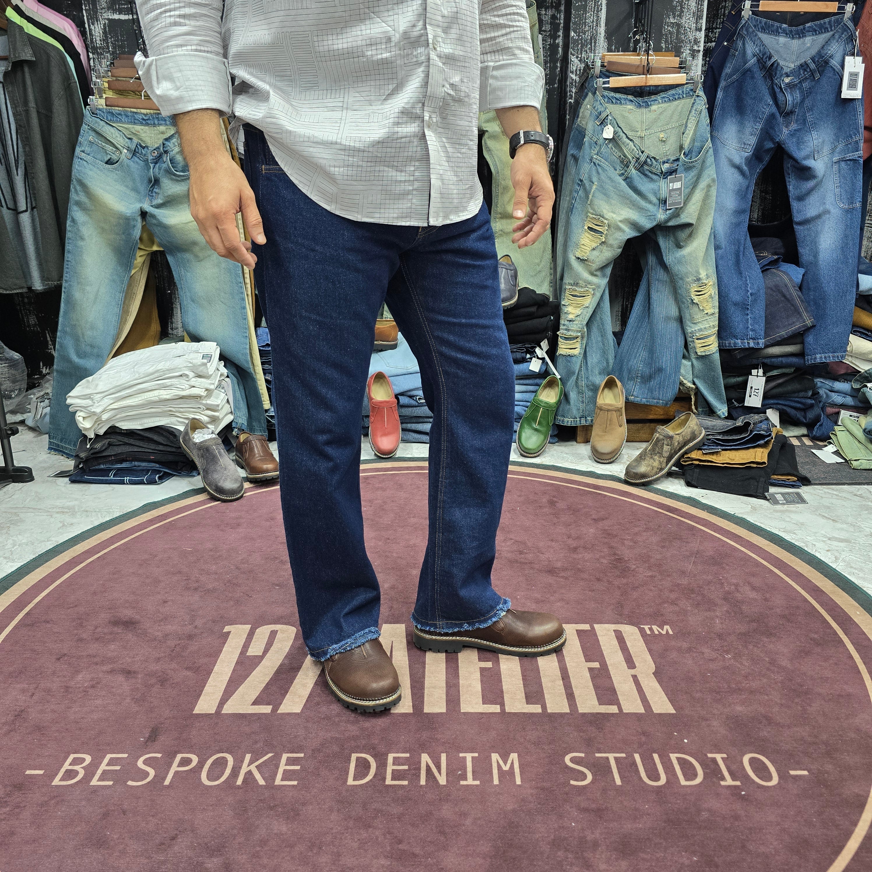 Deep Indigo Straight Fit Jeans With Rugged Frayed Hem