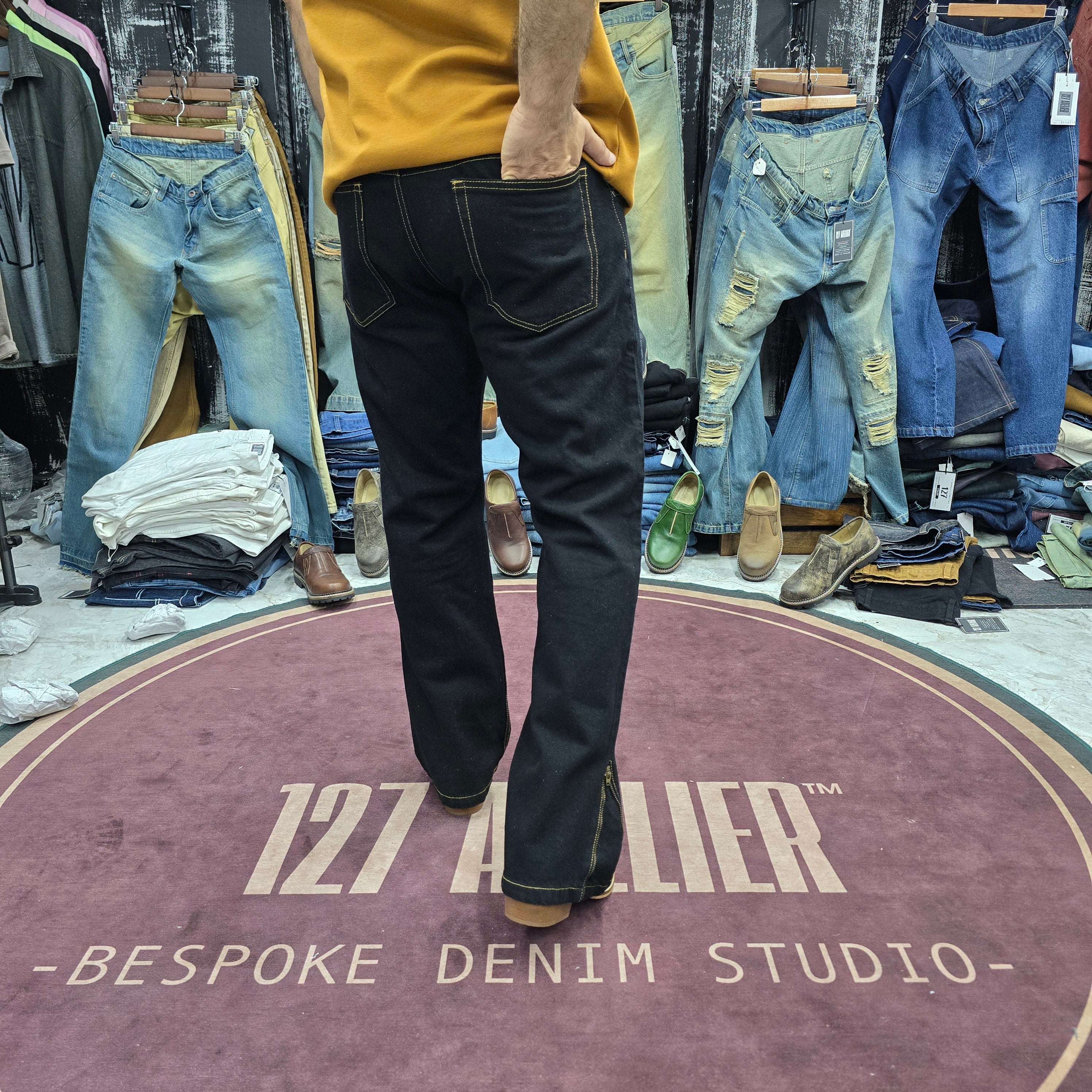 Jet Black Zip-Hem Bootcut Jeans