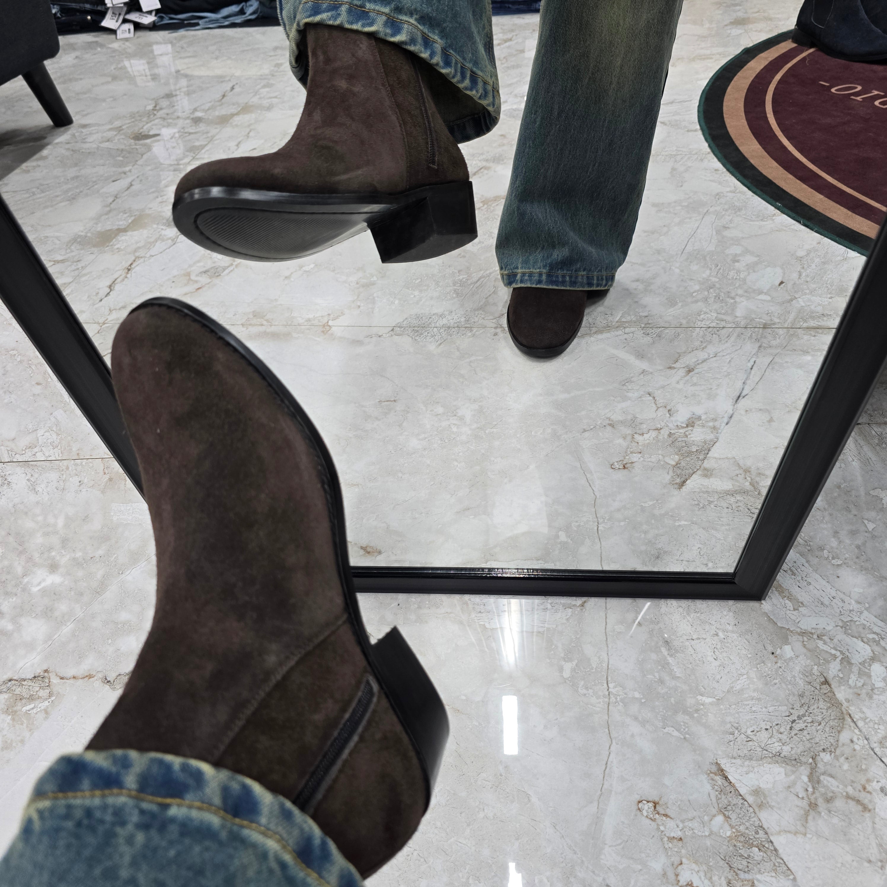 Dark brown Suede Leather Cuban