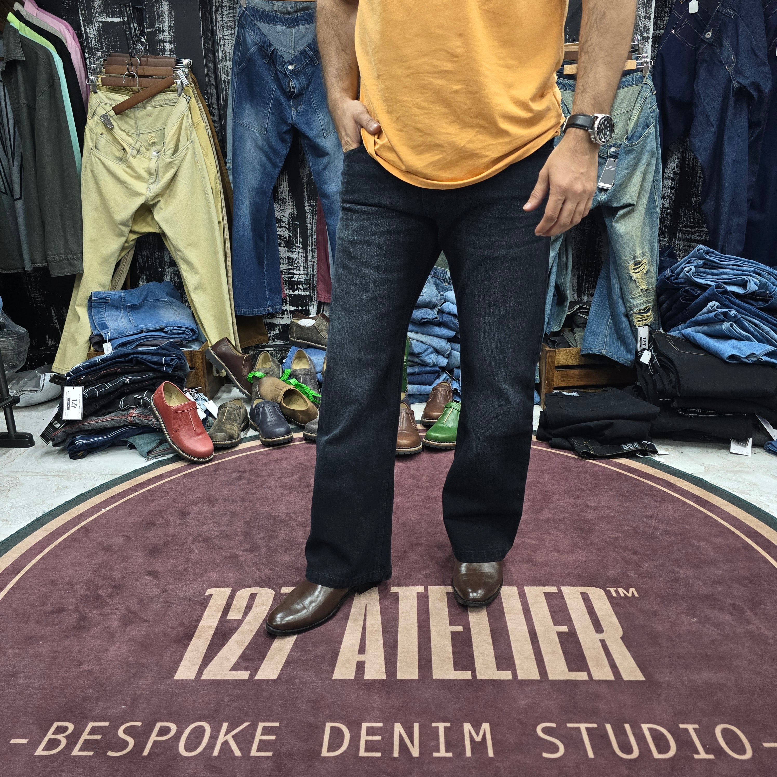 Semi Bootcut Jeans In Onyx Black Wash