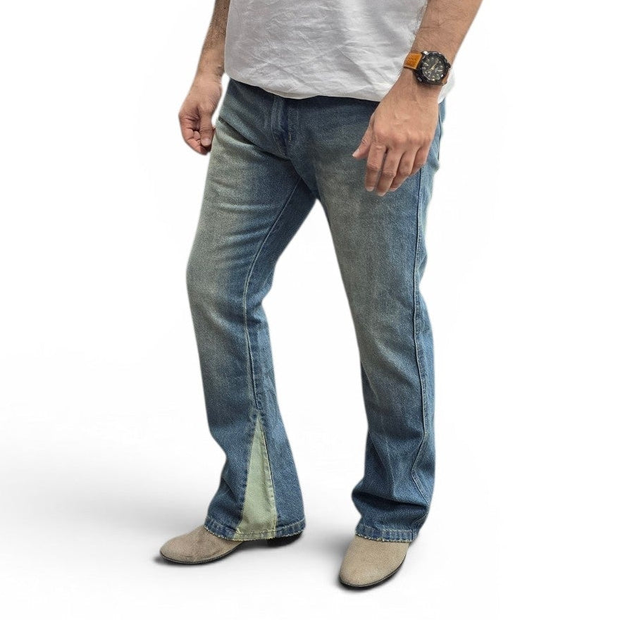 Contrast Panel Bootcut Jeans